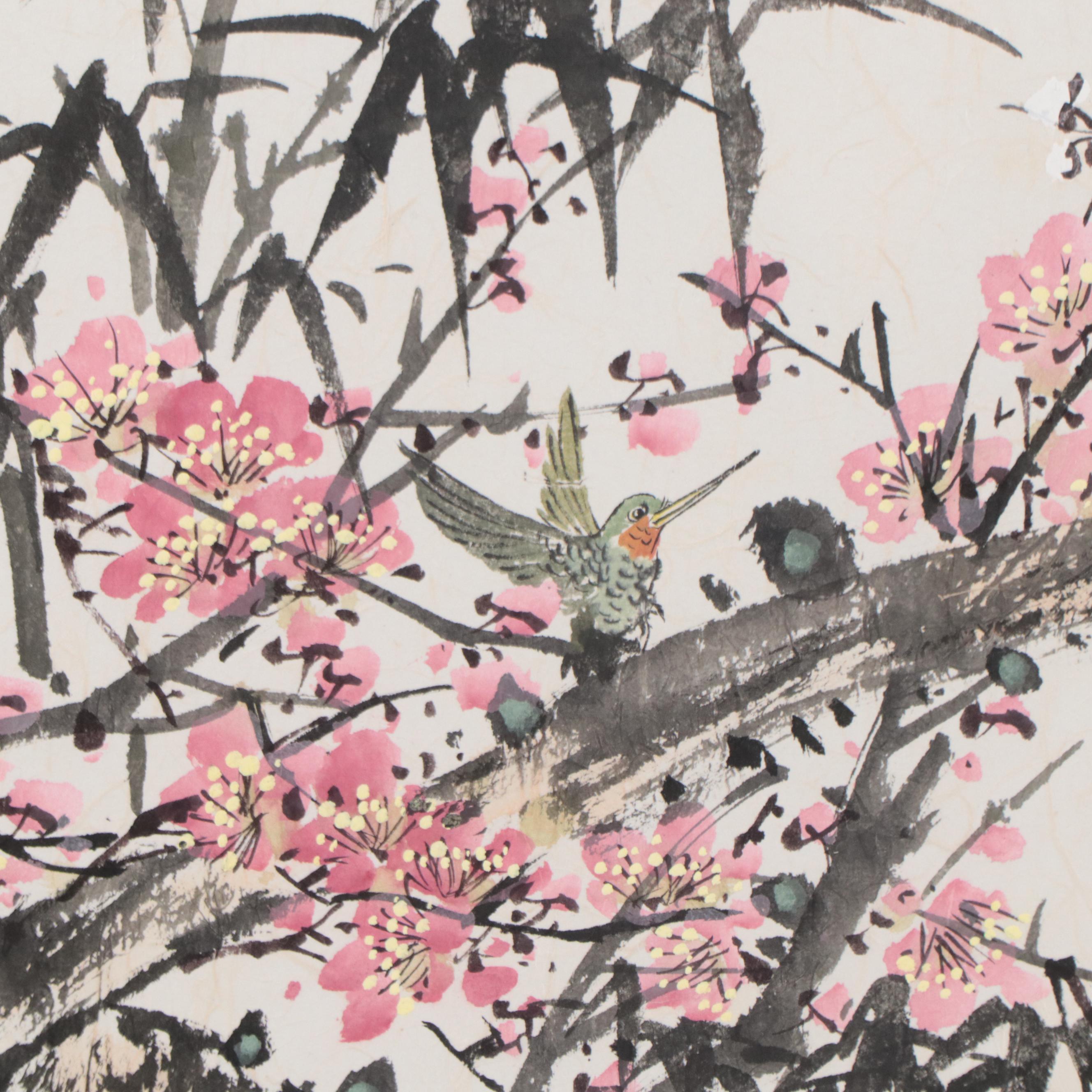 Karl J. Feng Ink and Watercolor Paintings of Flowers