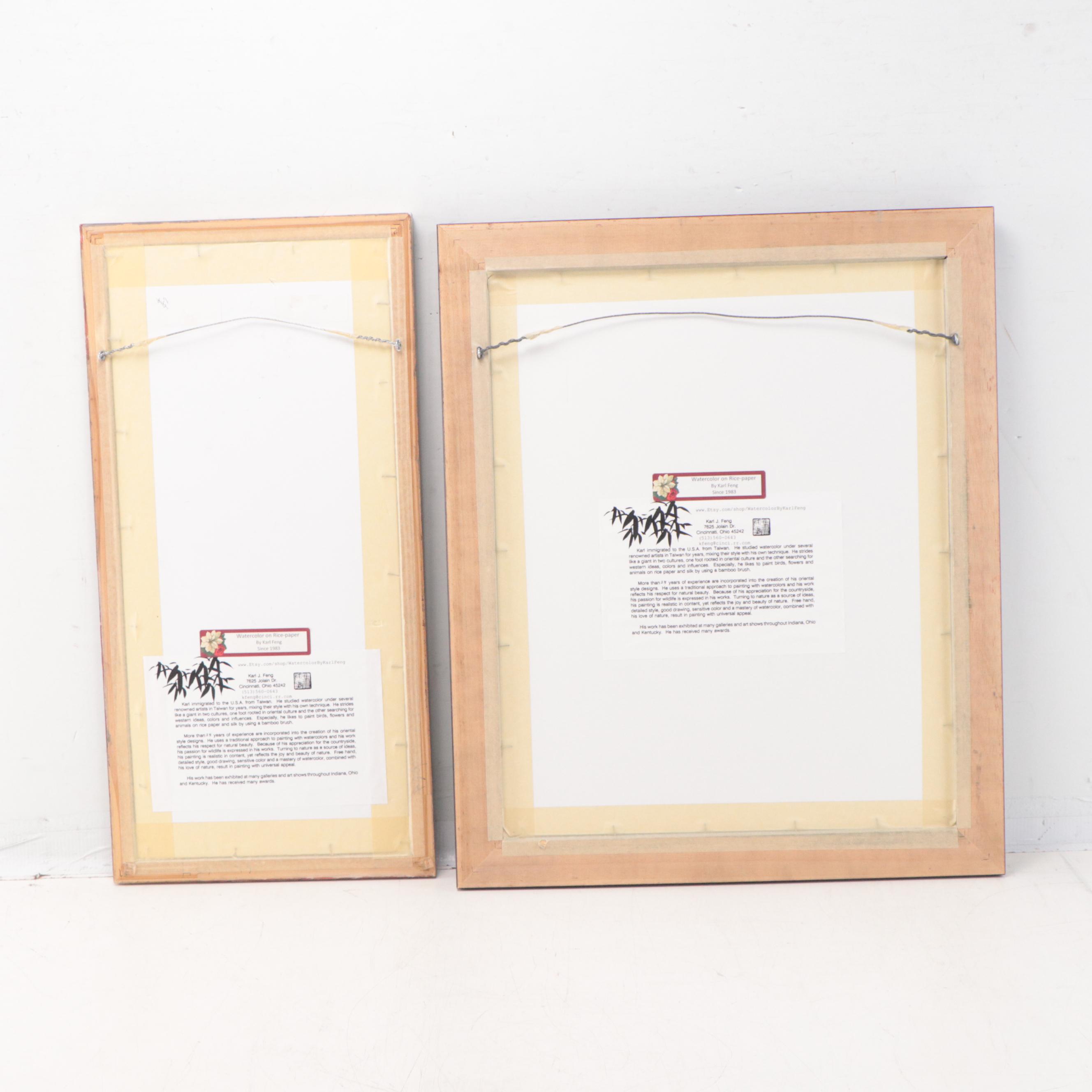 Karl J. Feng Ink and Watercolor Paintings of Flowers