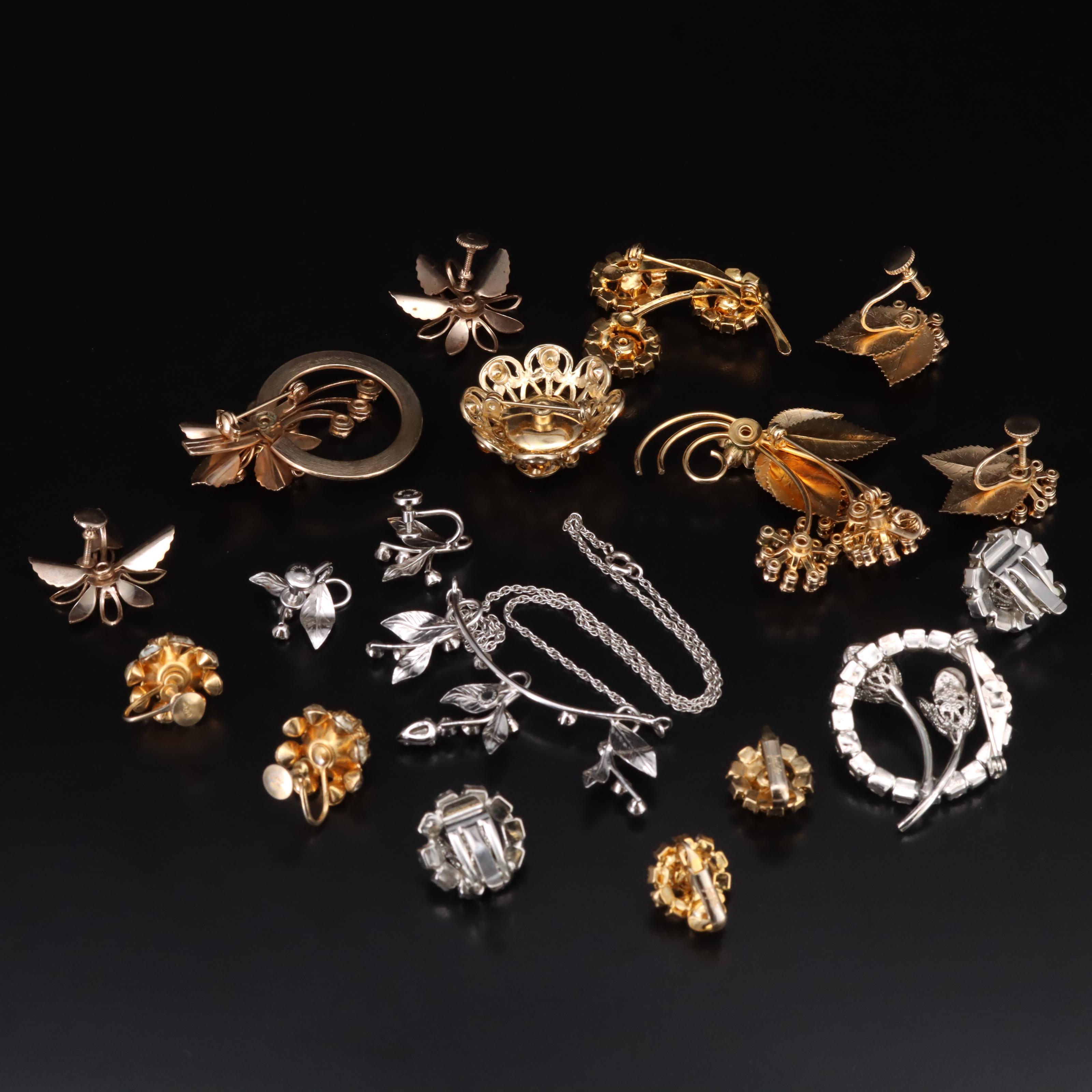 Vintage Jewelry Selection Featuring Gold-Filled Earring and Necklace Set