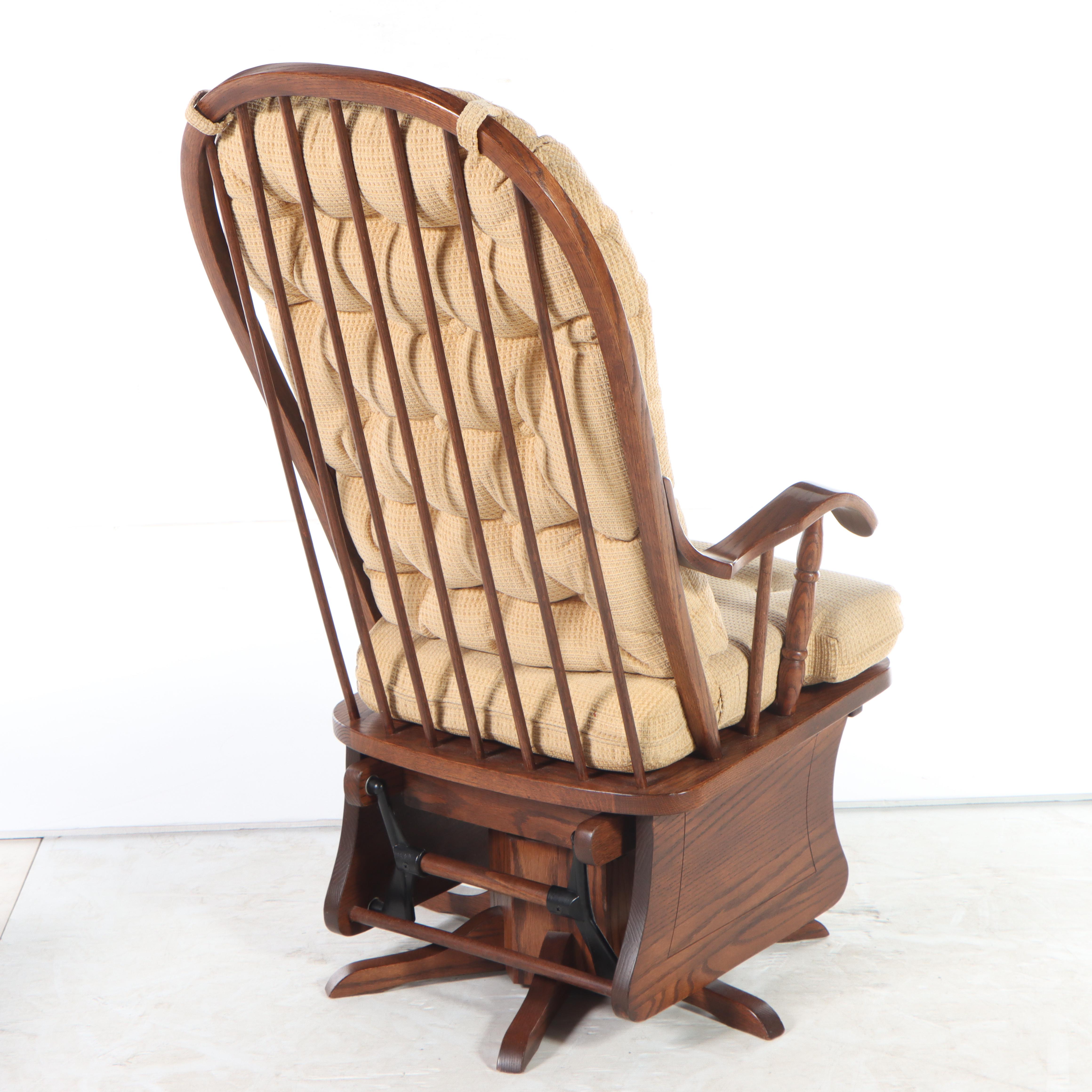 Elite Seating Oak Swivel-Glider with Footstool, Late 20th Century