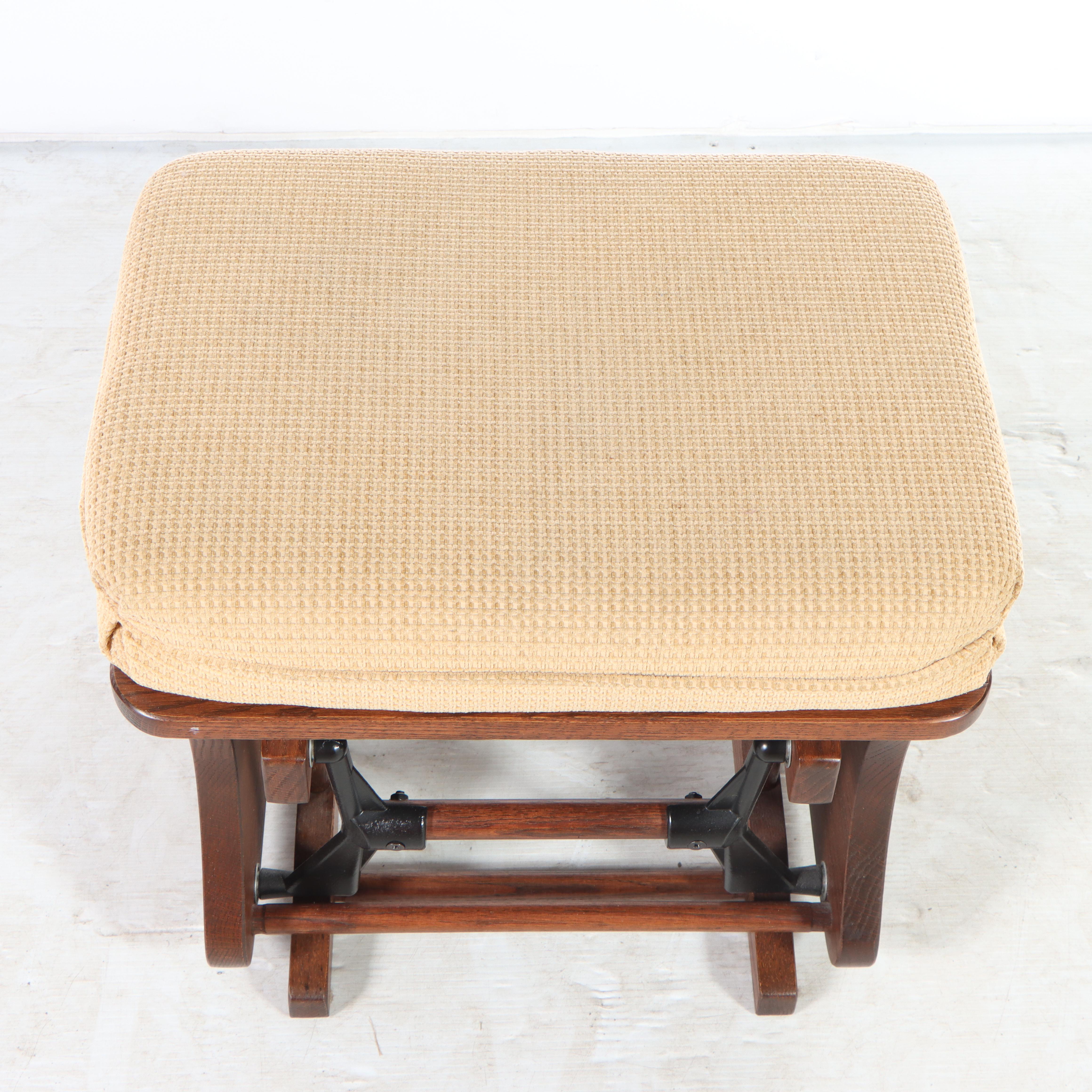 Elite Seating Oak Swivel-Glider with Footstool, Late 20th Century