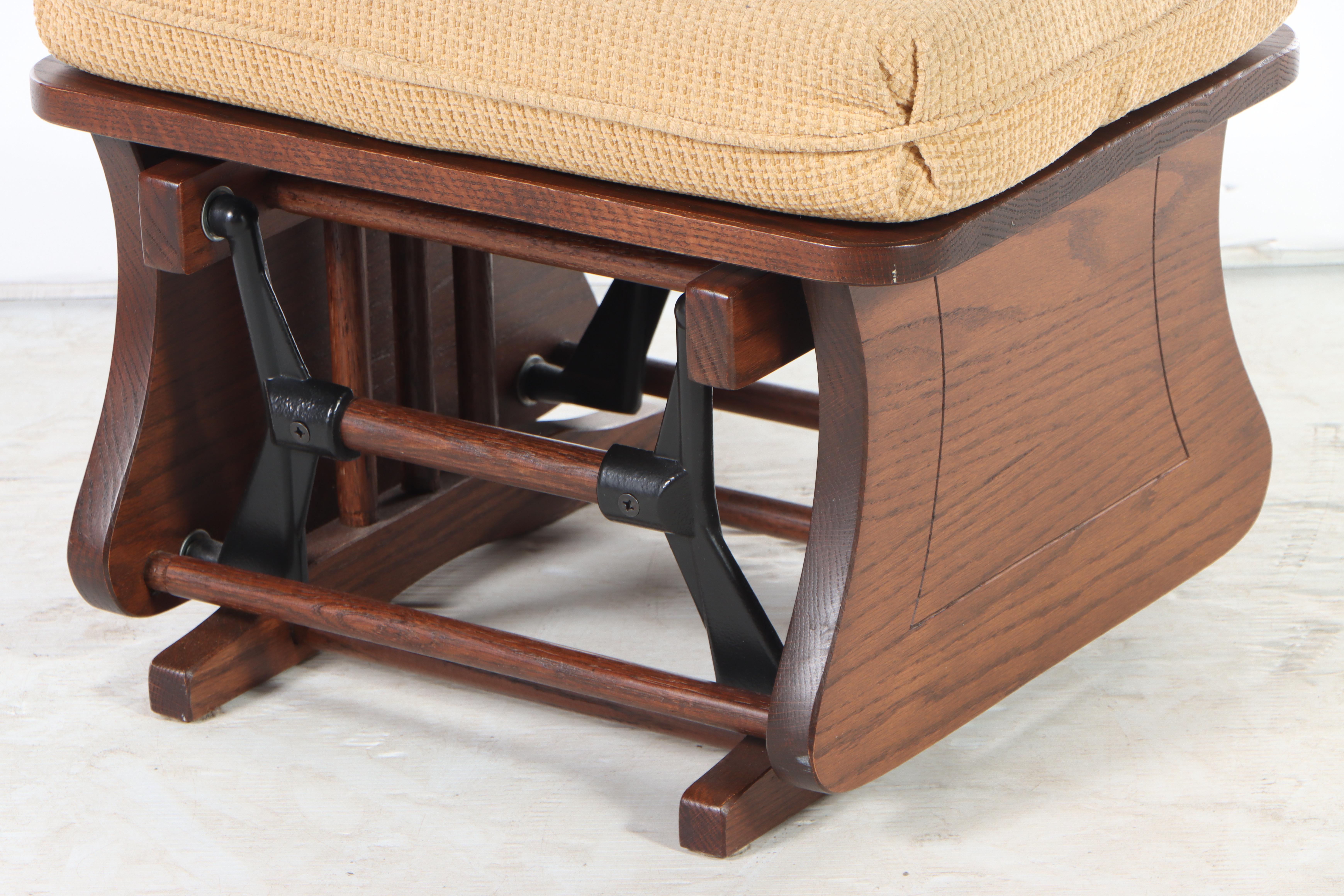 Elite Seating Oak Swivel-Glider with Footstool, Late 20th Century