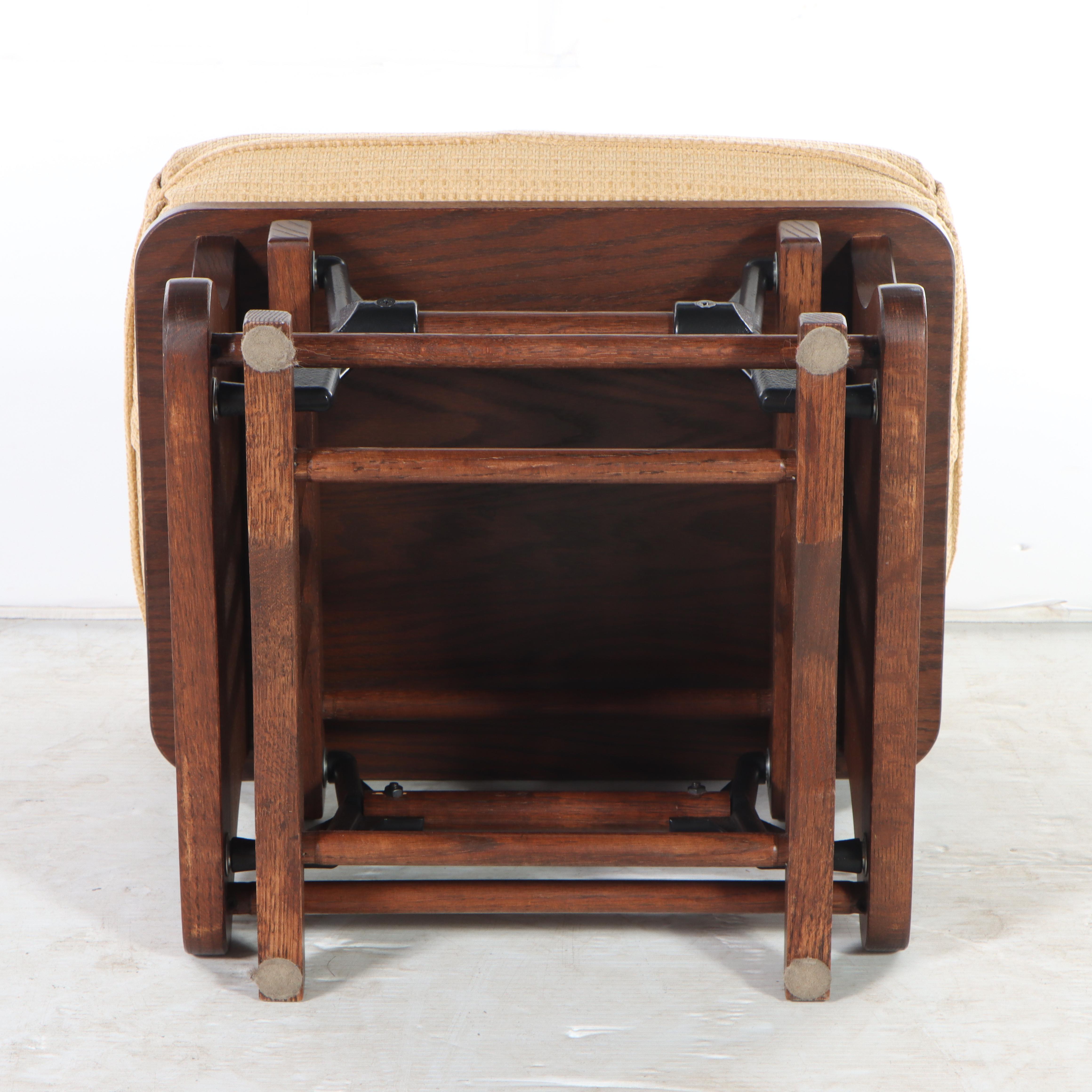 Elite Seating Oak Swivel-Glider with Footstool, Late 20th Century