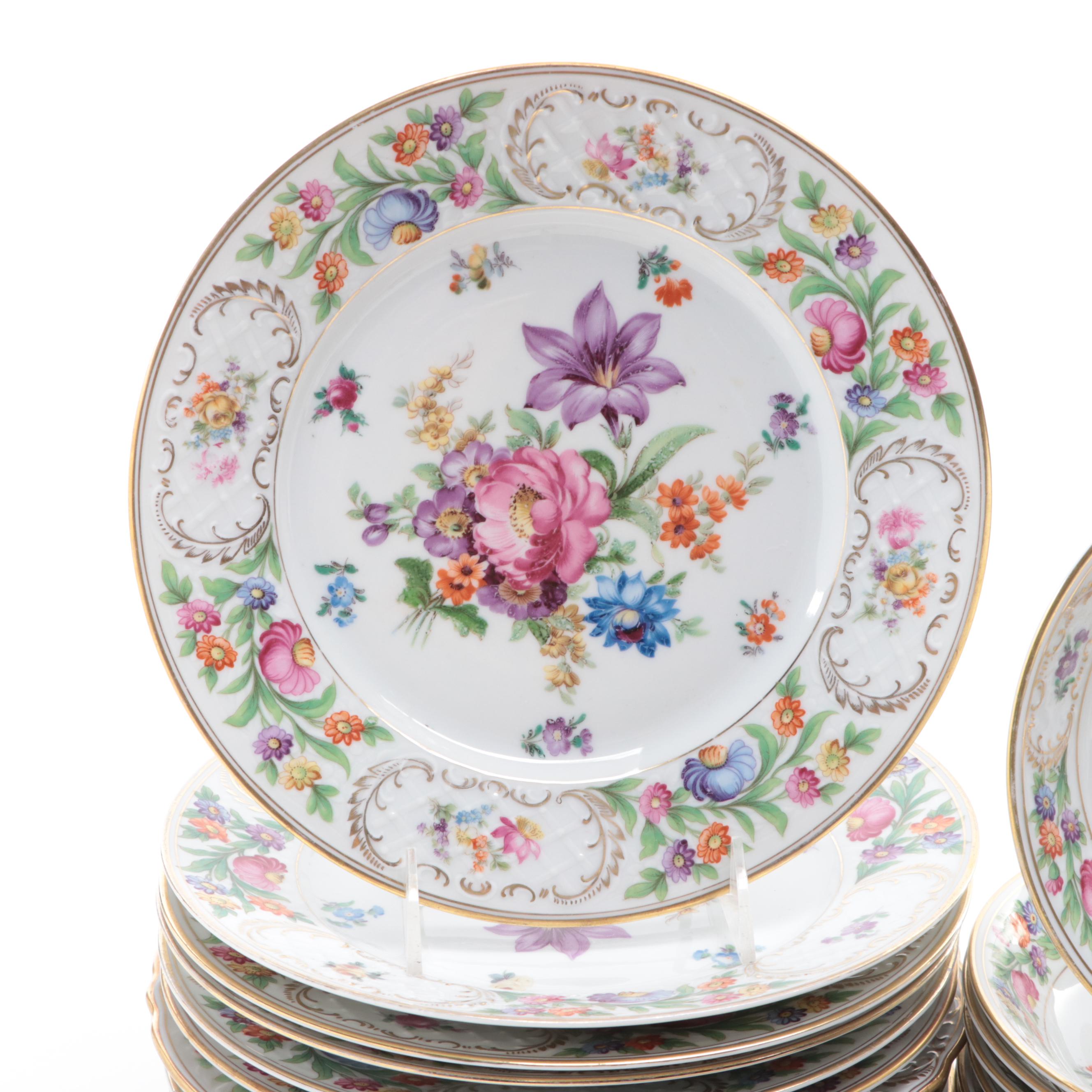 Schumann German Porcelain "Dresdner Art" Plates and Tableware