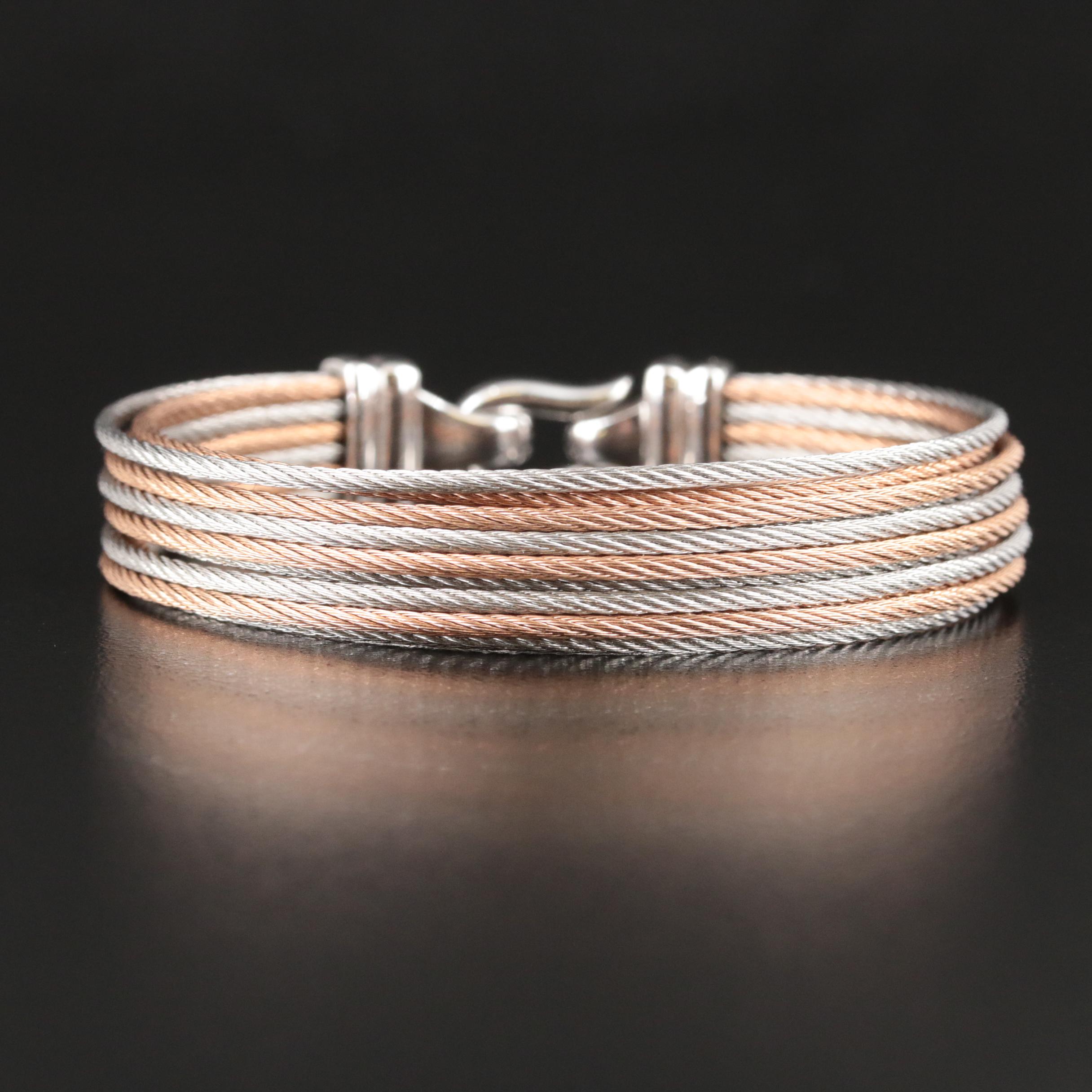 Charriol 0.03 CTW Diamond Multi-Row Stainless Steel Bracelet