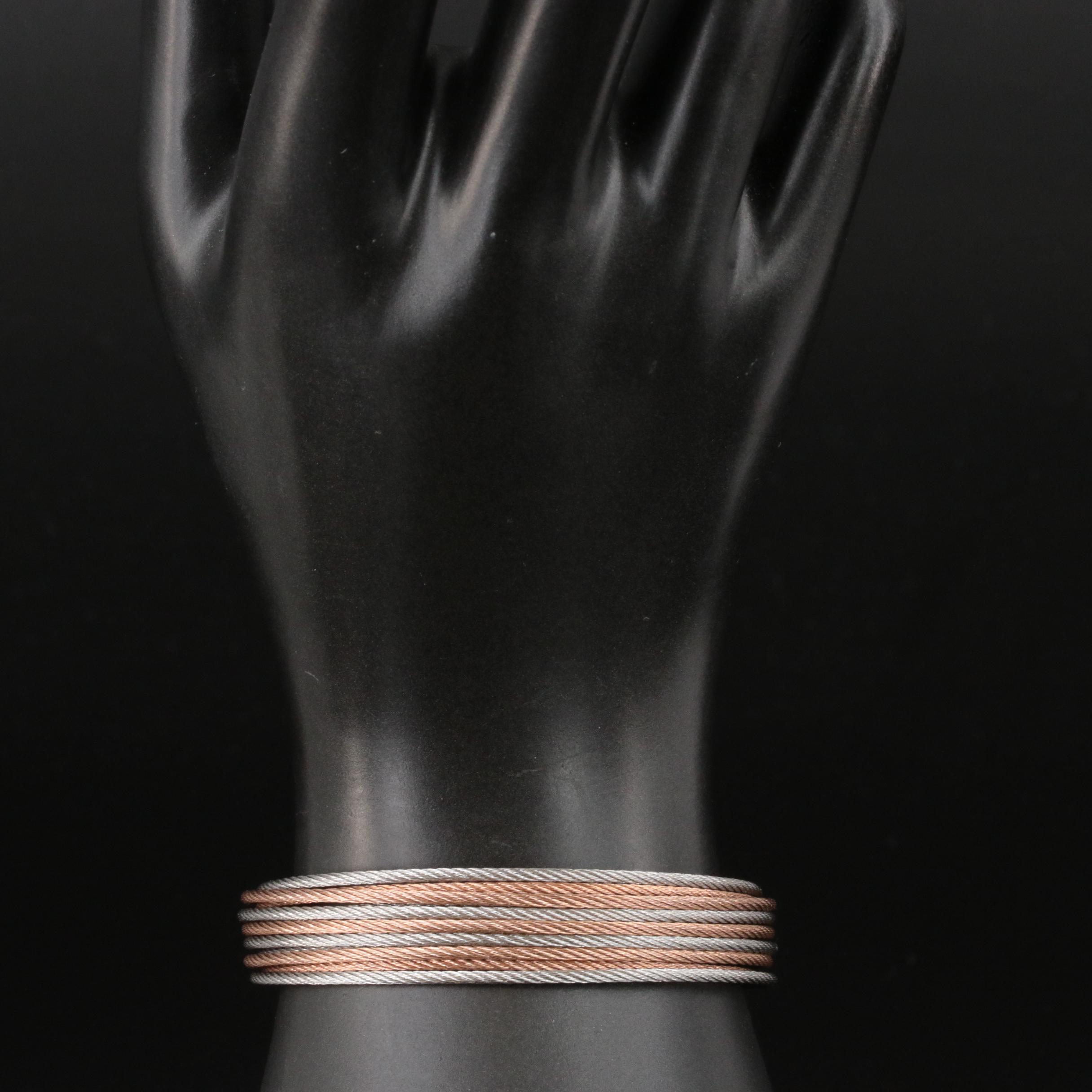 Charriol 0.03 CTW Diamond Multi-Row Stainless Steel Bracelet