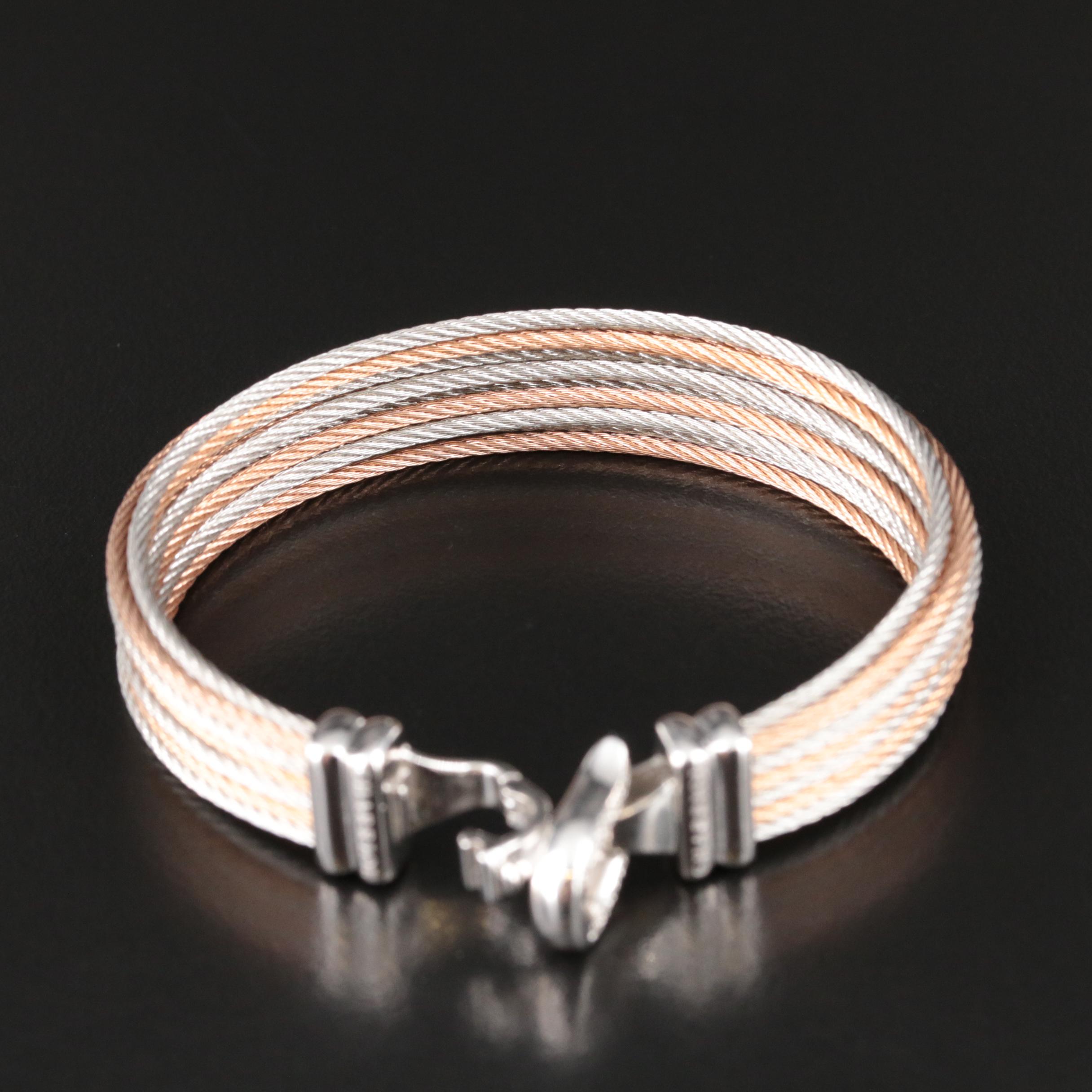 Charriol 0.03 CTW Diamond Multi-Row Stainless Steel Bracelet