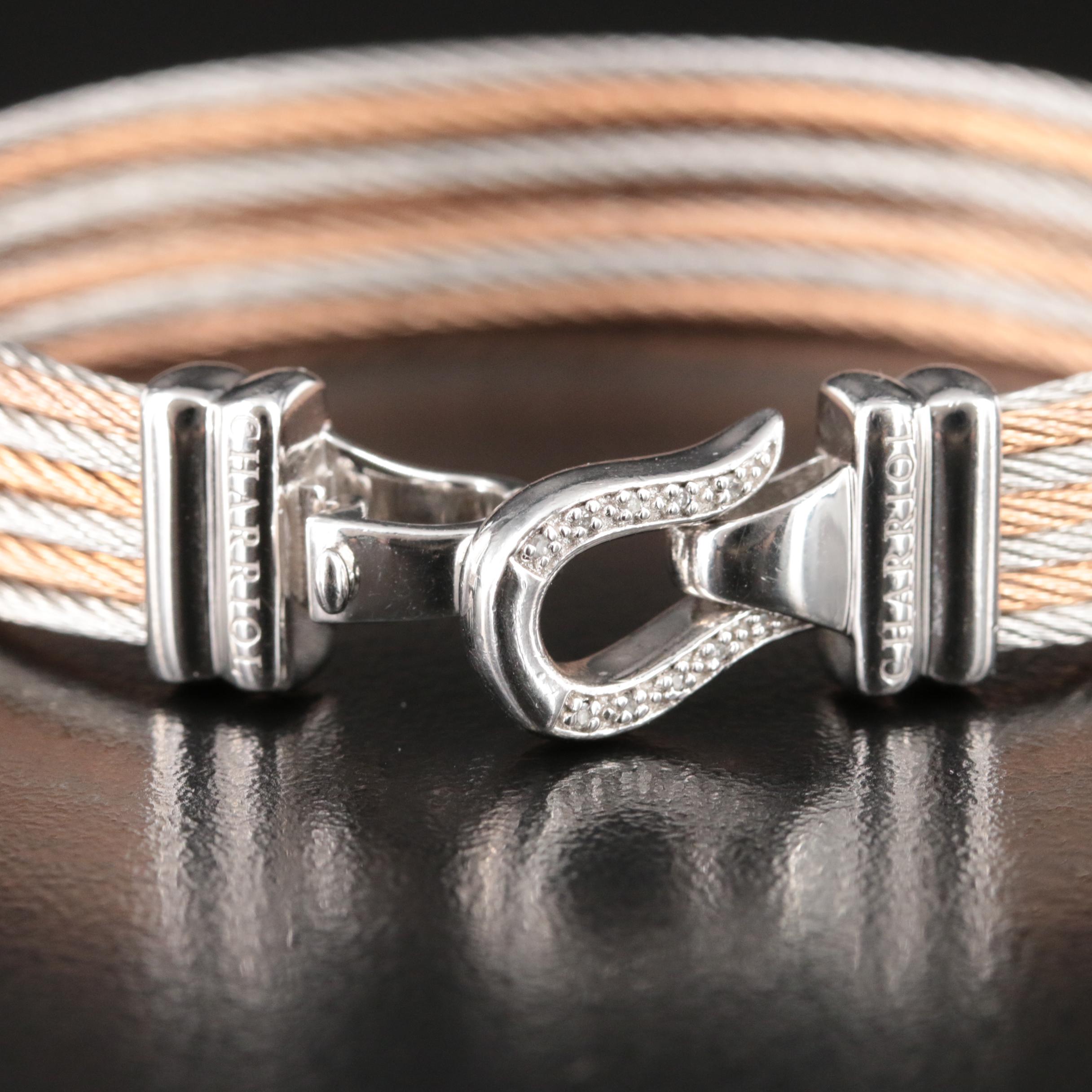 Charriol 0.03 CTW Diamond Multi-Row Stainless Steel Bracelet