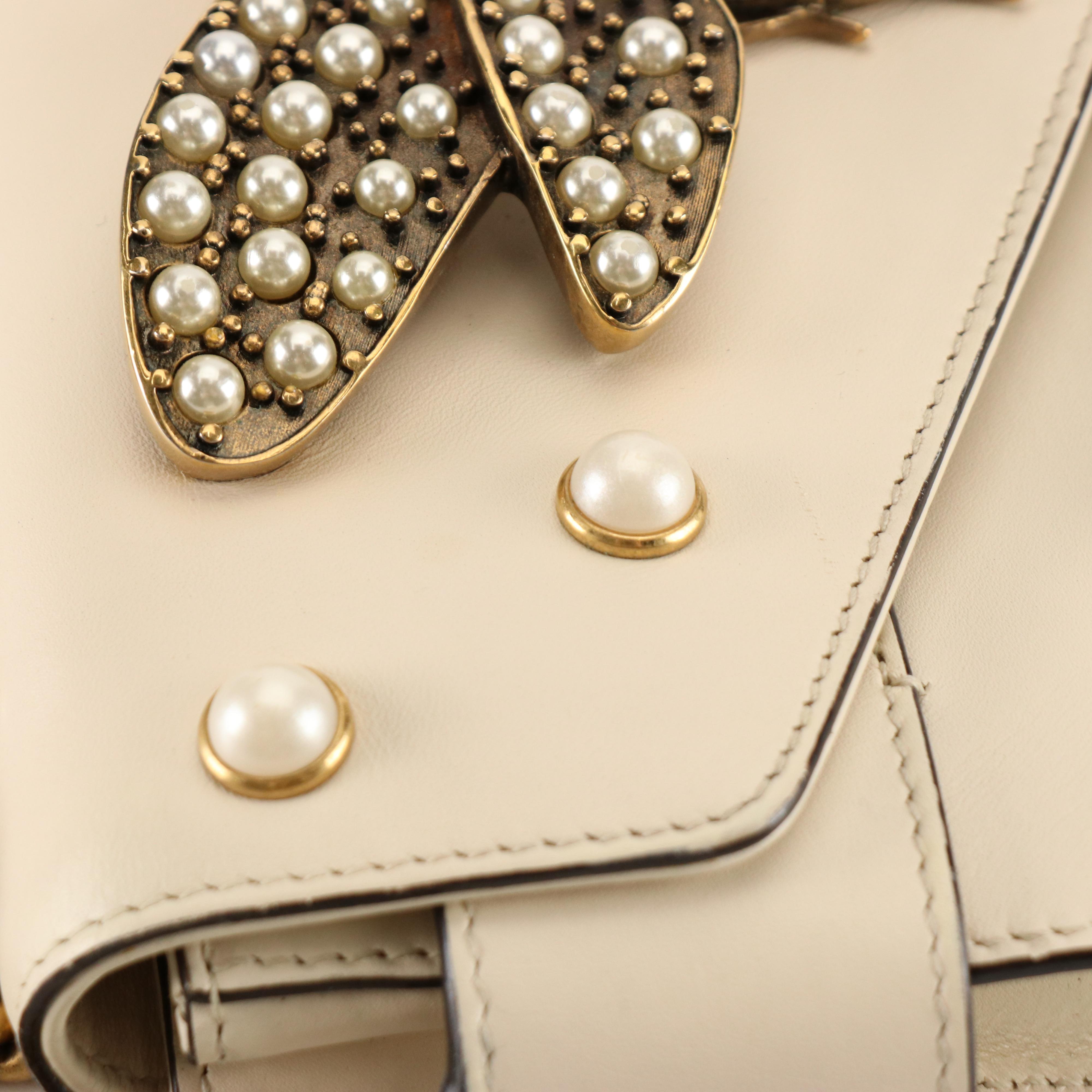 Gucci Queen Margaret Broadway Embellished Leather Shoulder Bag