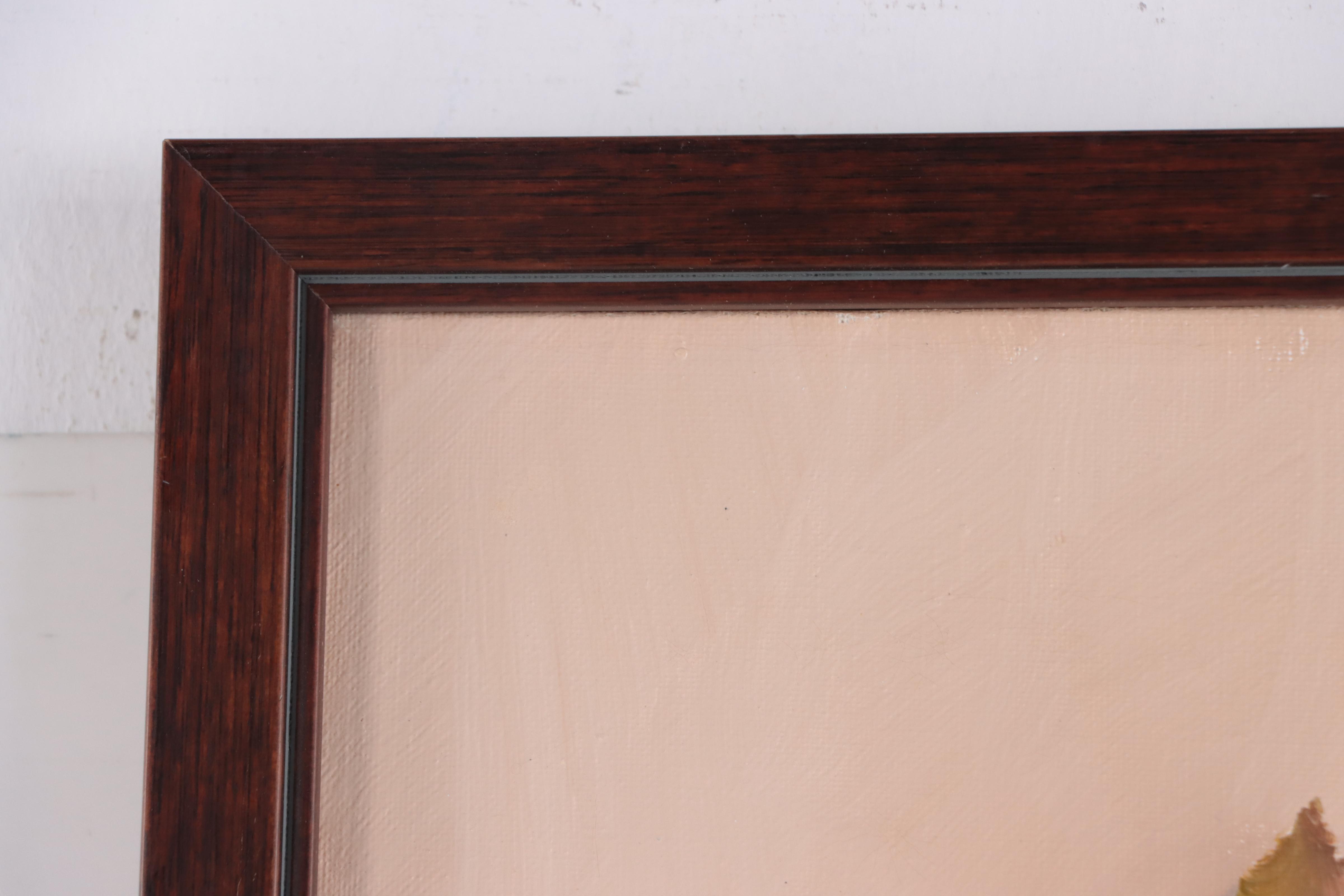 A. Silver Floral Still Life Acrylic Painting, Late 20th Century