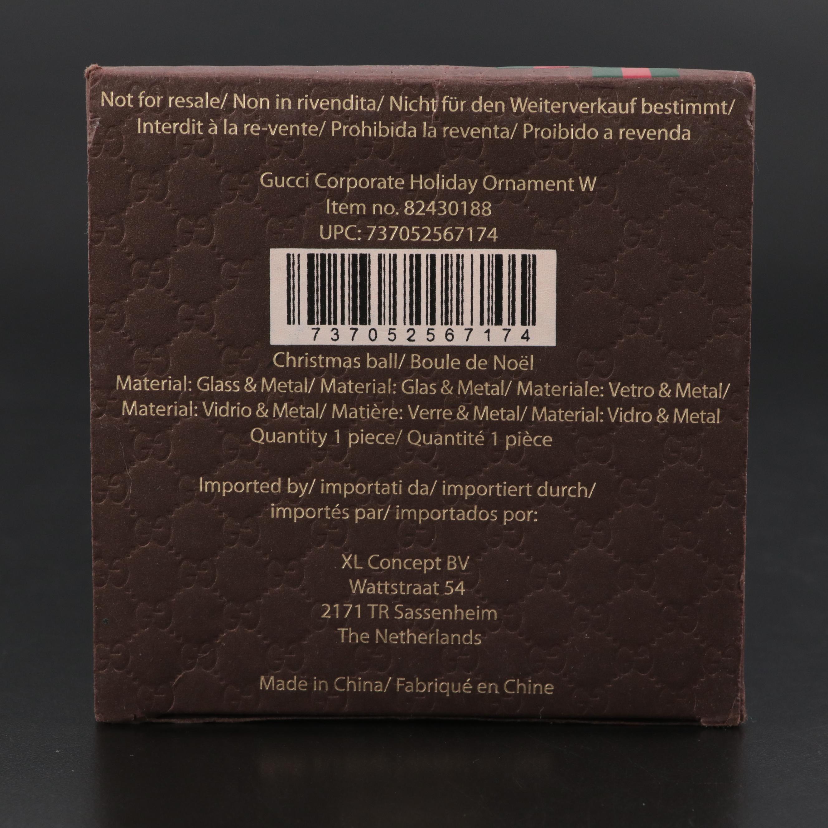 Gucci Parfums Glass Christmas Ornament