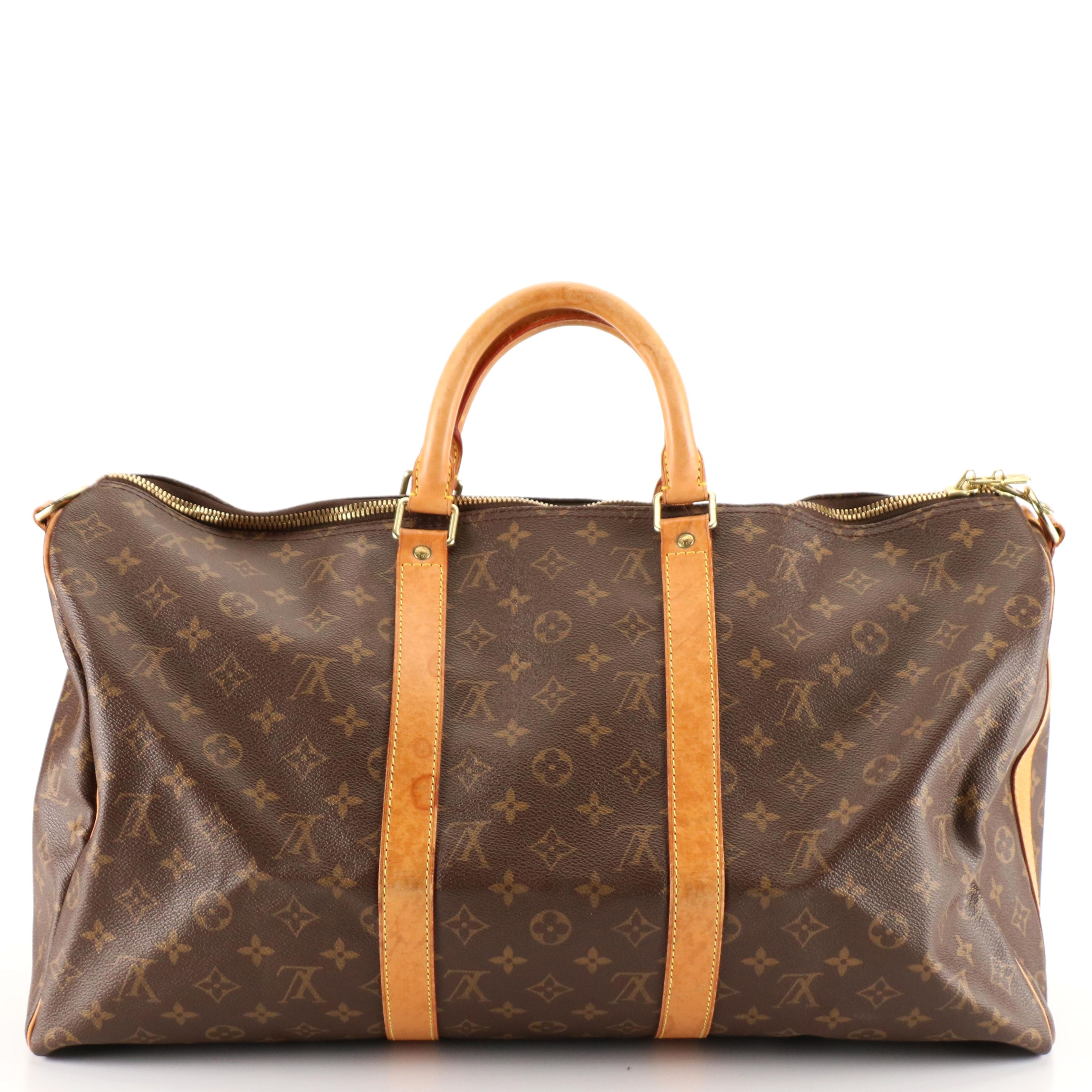 Louis Vuitton Keepall 50 Bandoulière in Monogram Canvas and Vachetta Leather