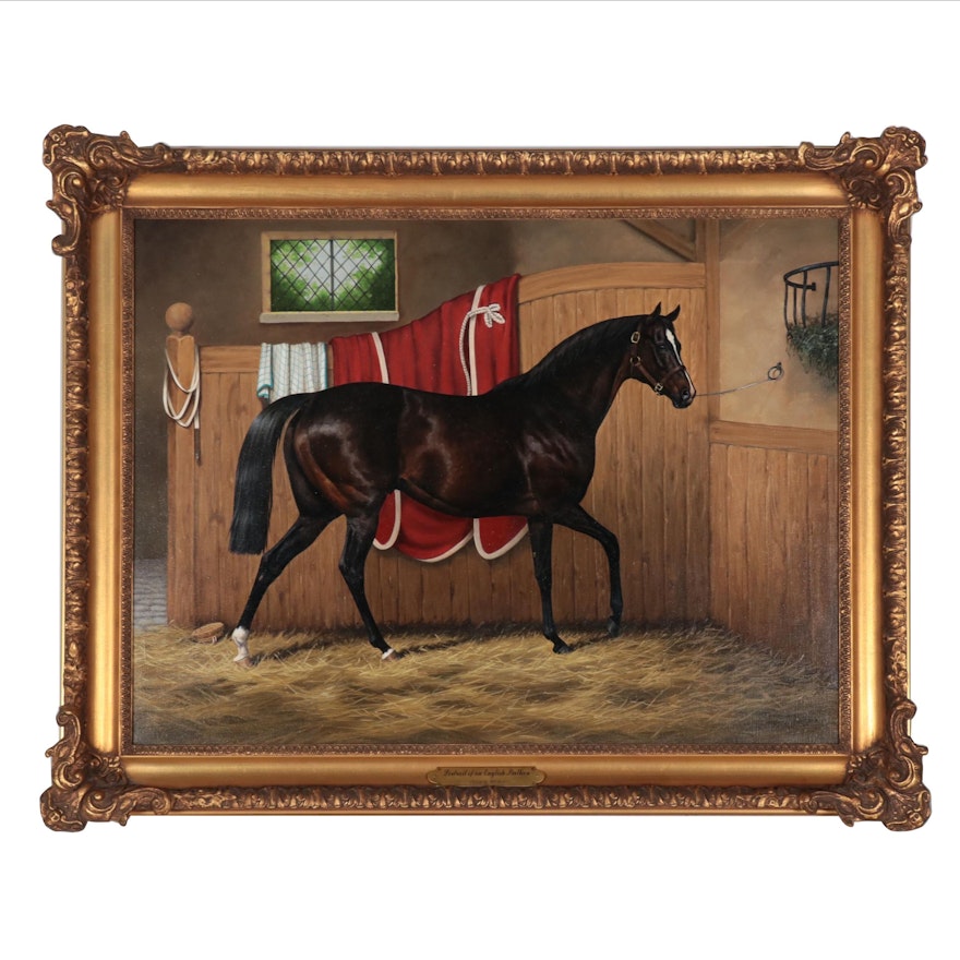 Julie A. Wear Equestrian Portrait Oil Painting, 2001