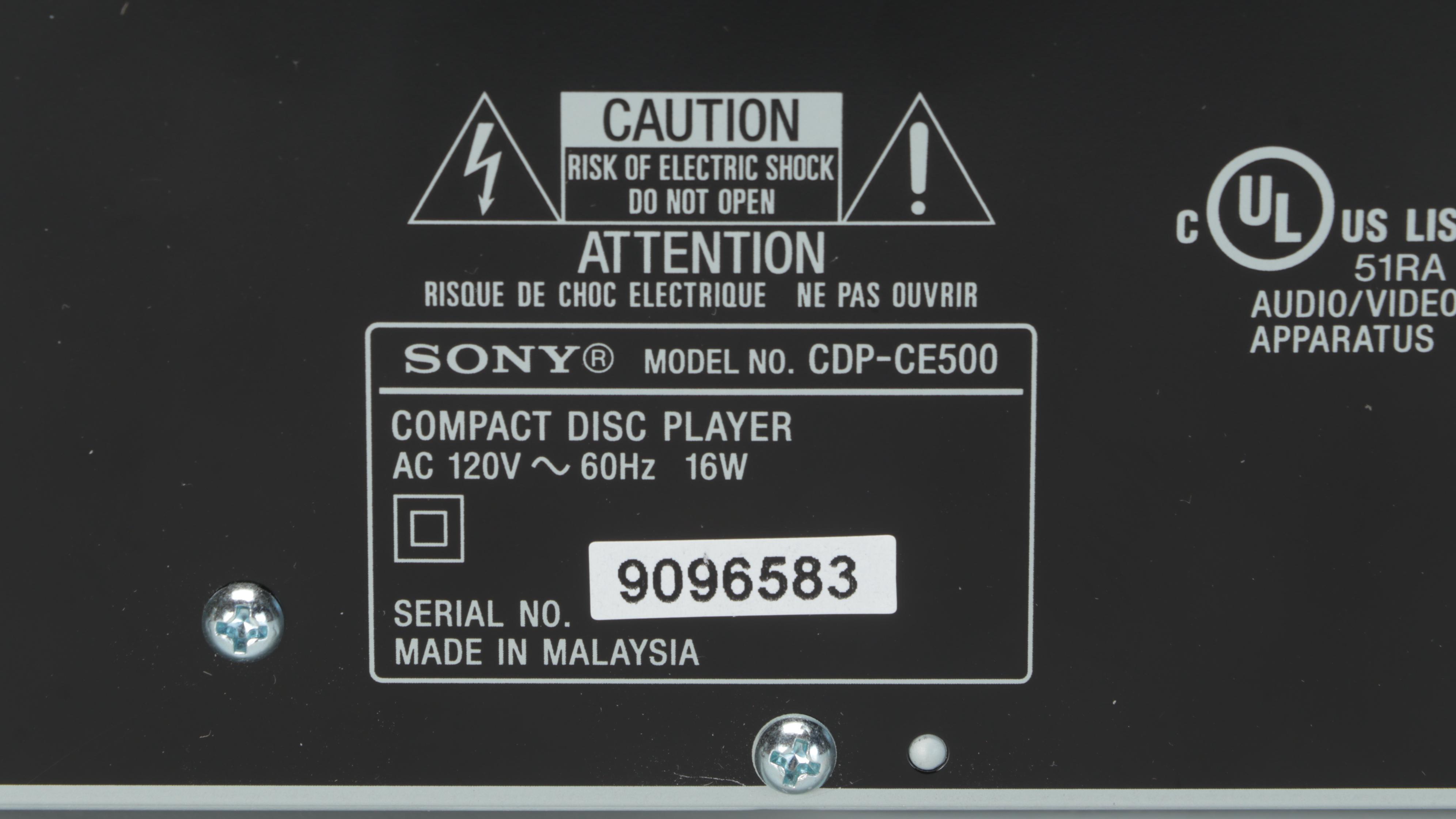 Sony CDP-CE500 5-Disc Changer CD Player with USB Recorder