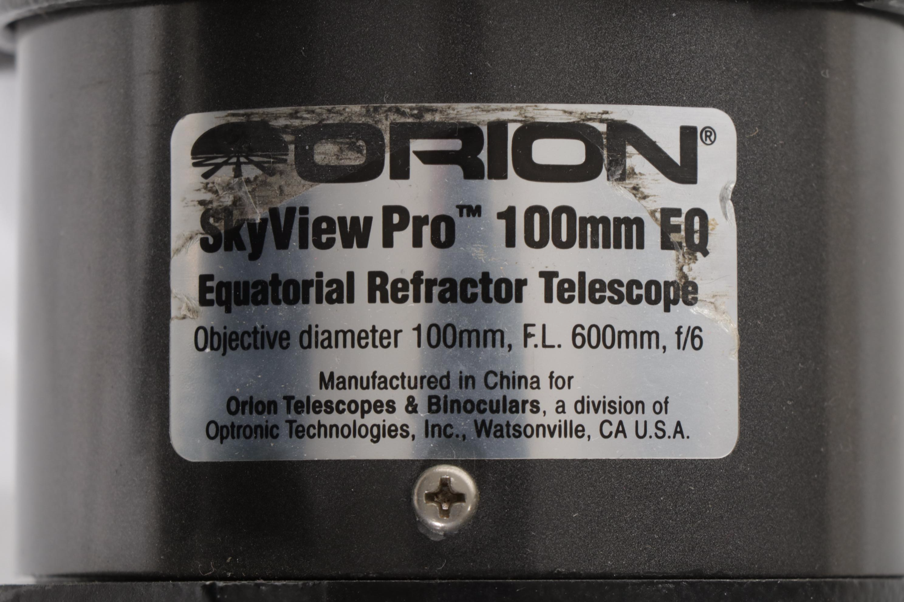 Orion SkyView Pro 100mm EQ Equatorial Refractor Telescope on Tripod Stand