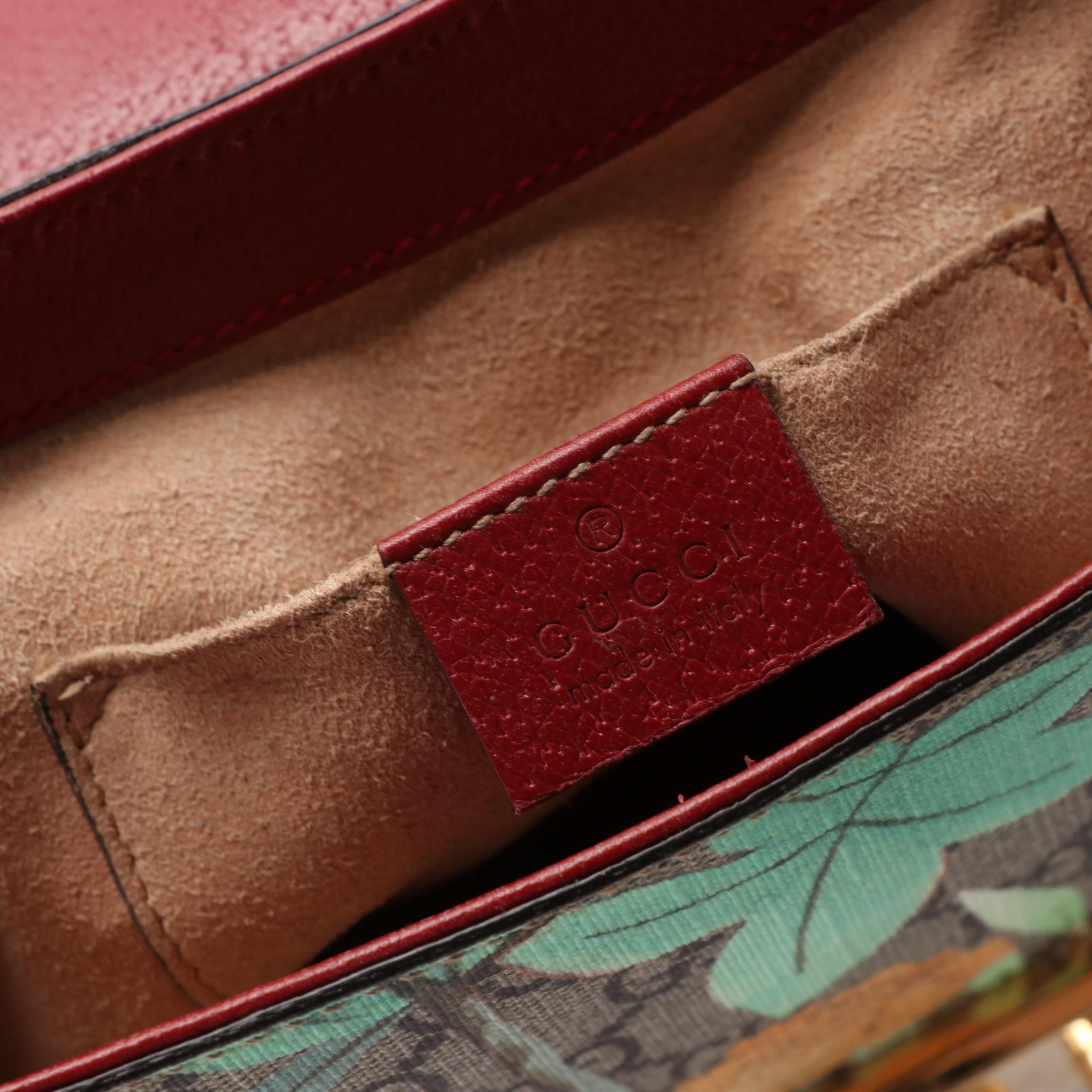 Gucci Web Medium Padlock Saddle Bag in Floral GG Supreme Canvas and Leather