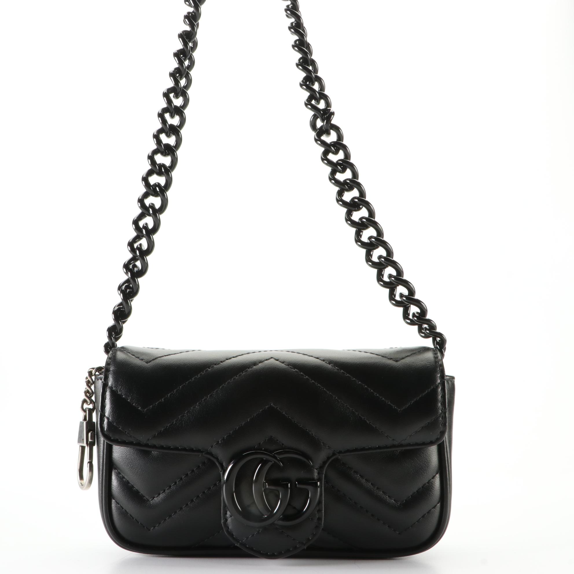 Gucci Marmont Belt Bag in Black Quilted Leather with Box