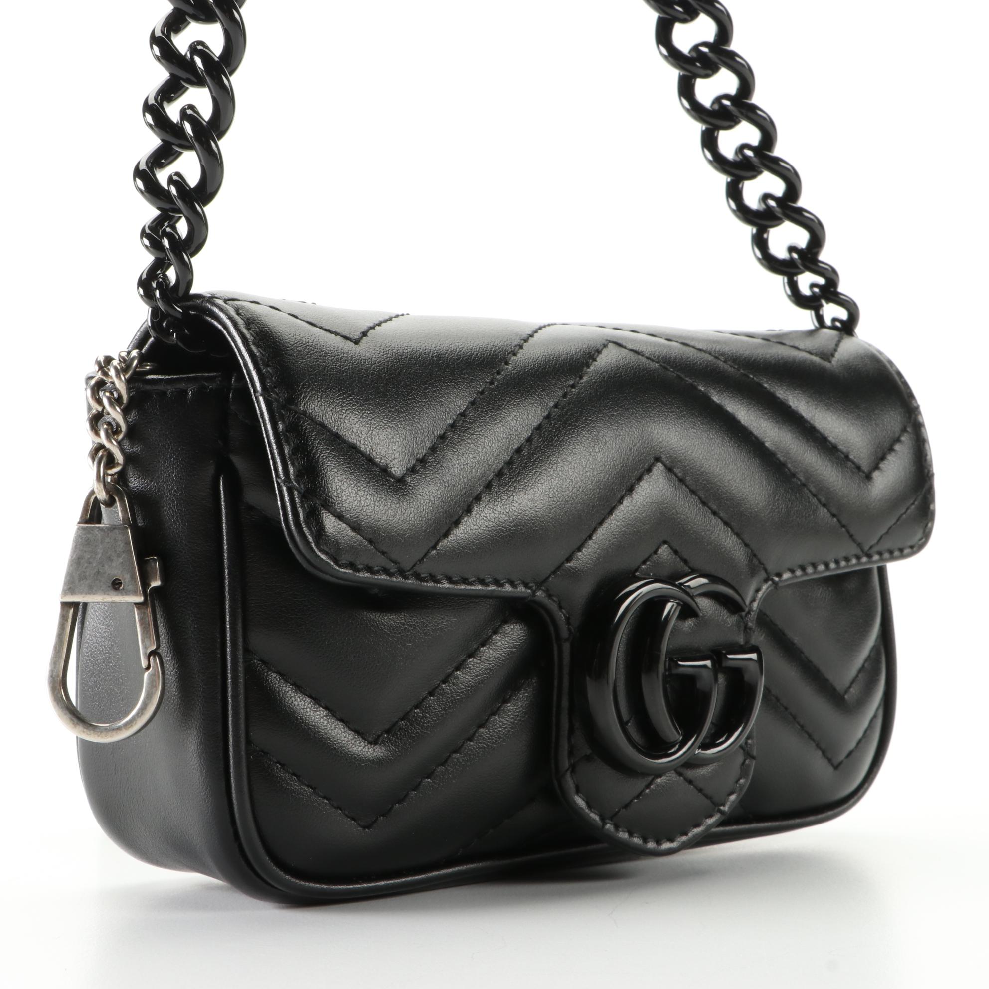 Gucci Marmont Belt Bag in Black Quilted Leather with Box