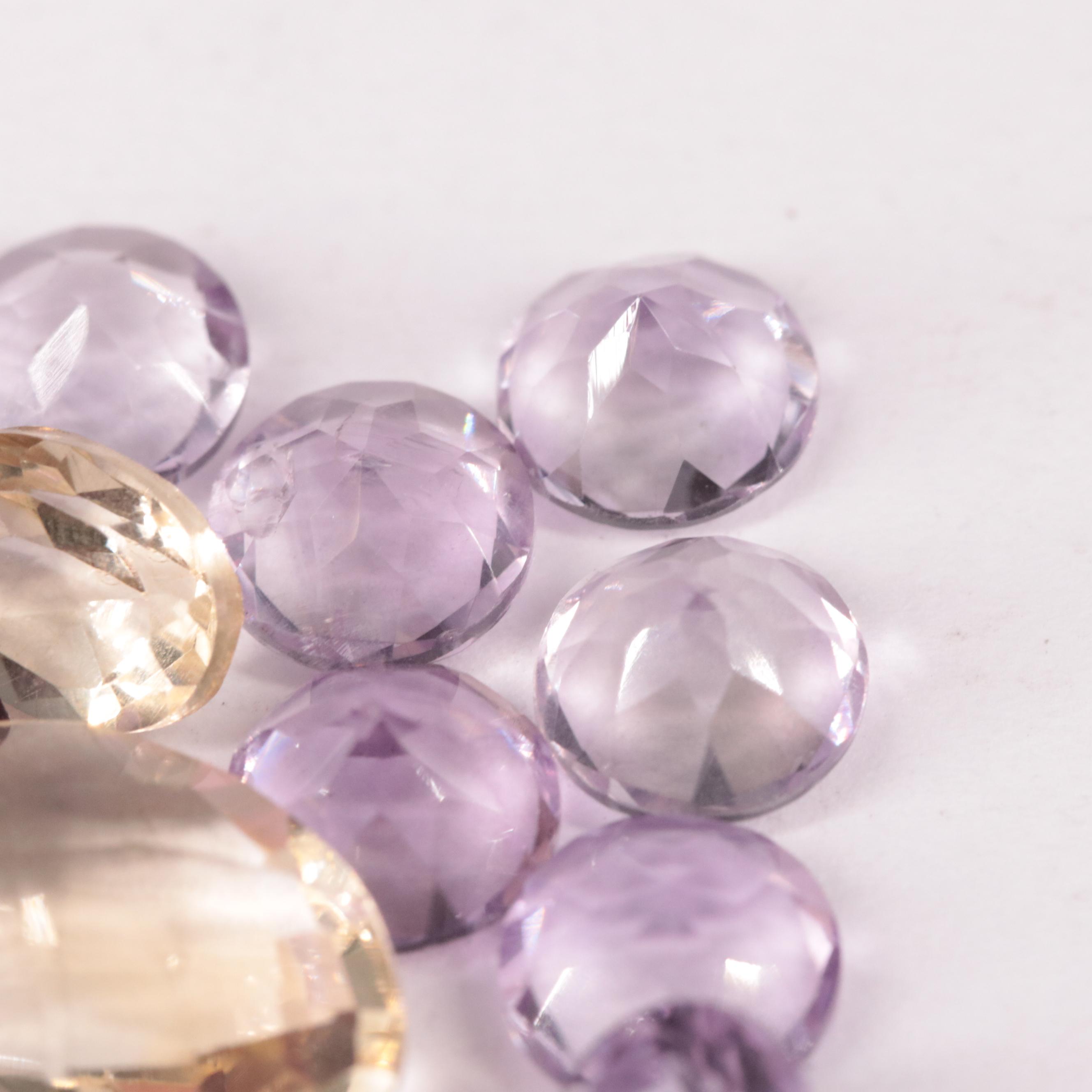 Loose 21.76 CTW Amethyst, Citrine, and Rhodolite Garnet