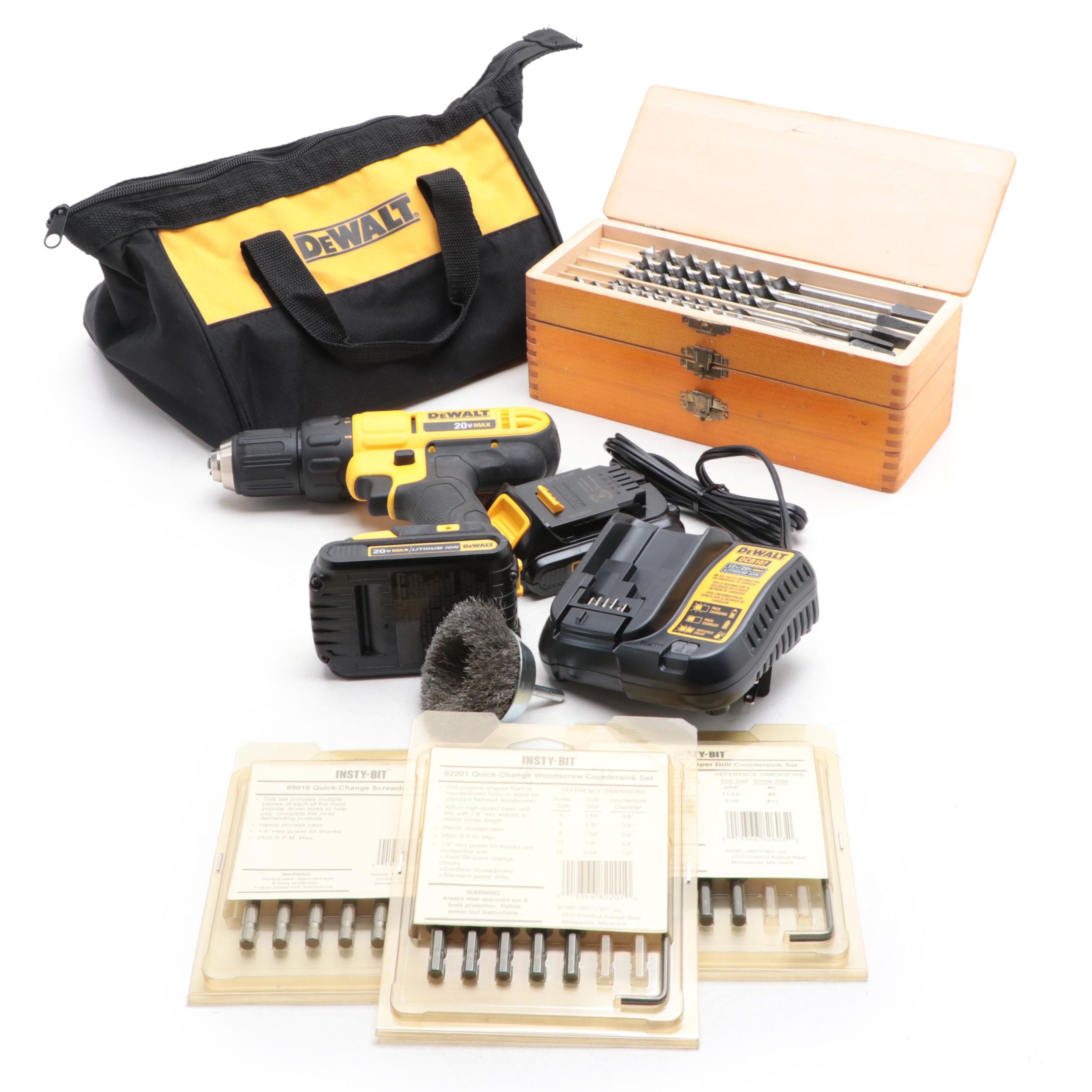 DeWalt Cordless Drill with Drill Bits and Storage Case