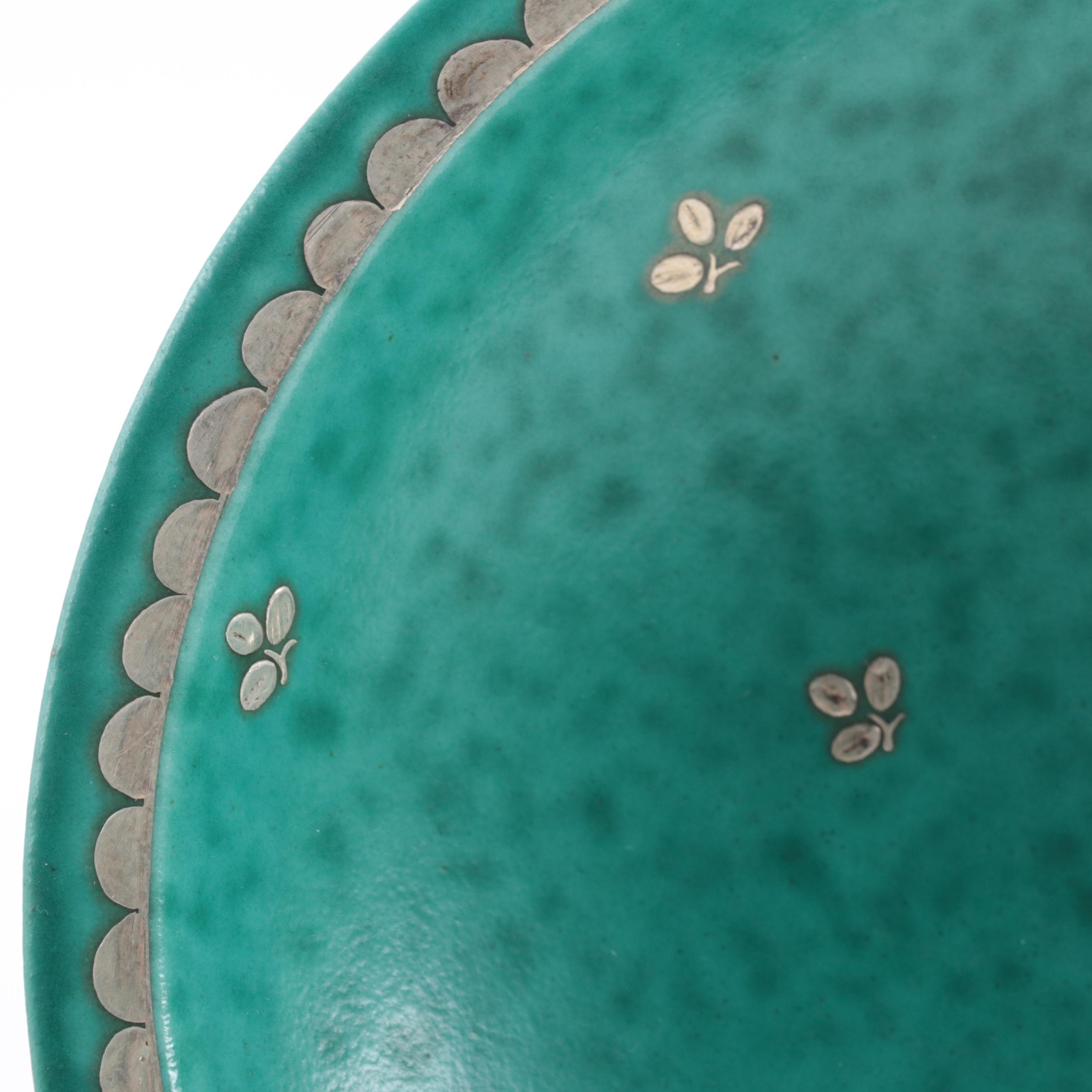 Wilhelm Kåge for Gustavsberg Argenta Silver Overlay Stoneware Vases and Bowls