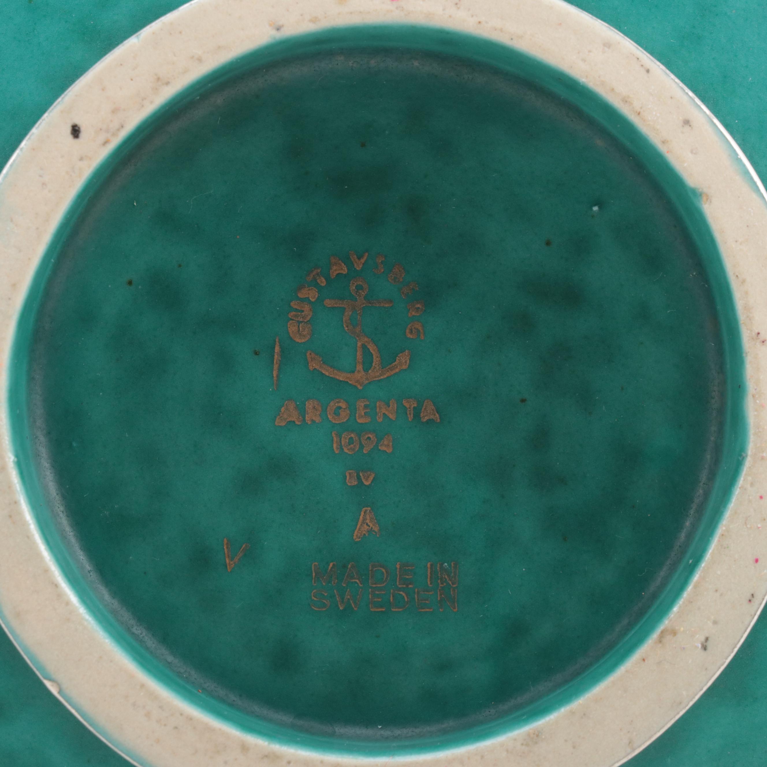 Wilhelm Kåge for Gustavsberg Argenta Silver Overlay Stoneware Vases and Bowls