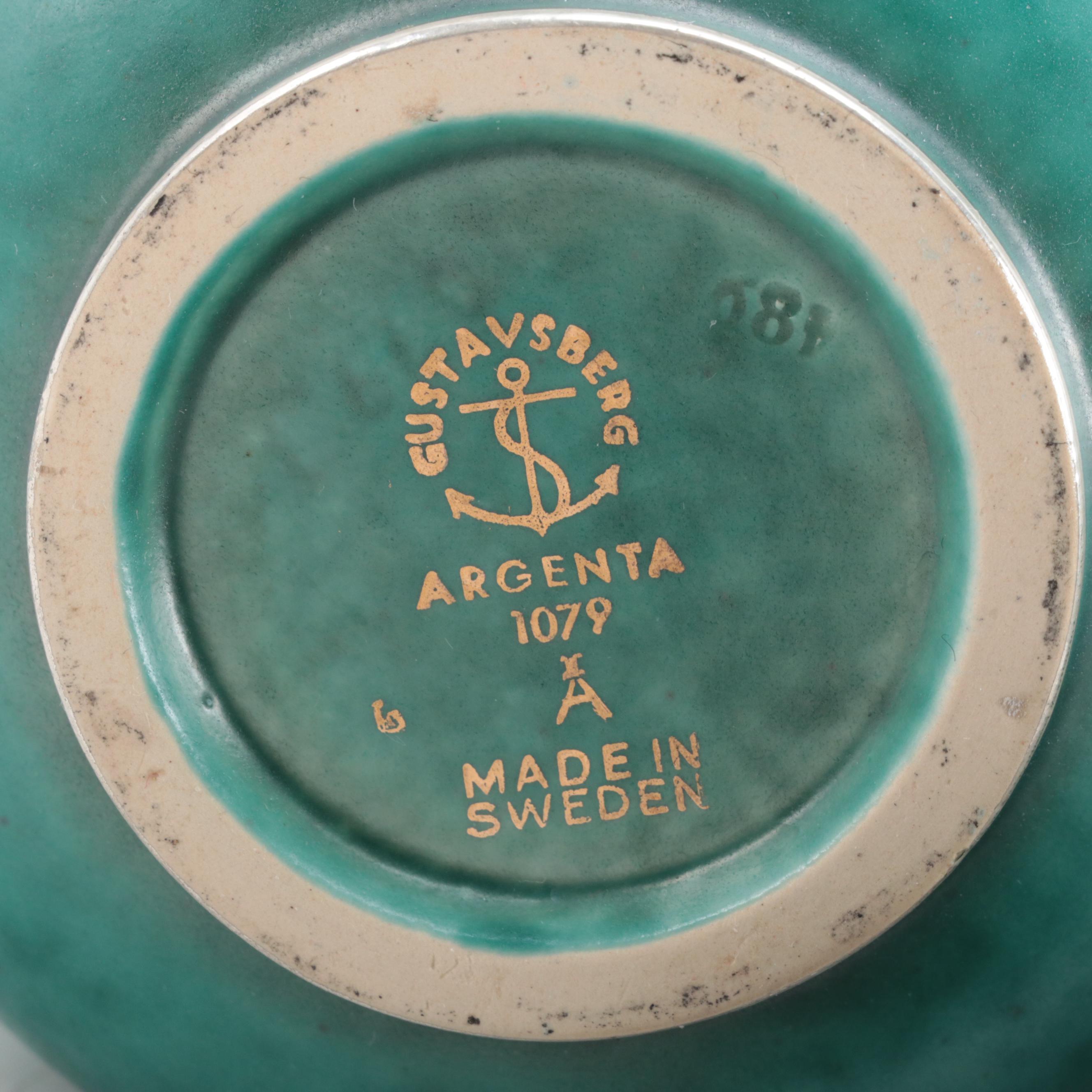 Wilhelm Kåge for Gustavsberg Argenta Silver Overlay Stoneware Vases and Bowls