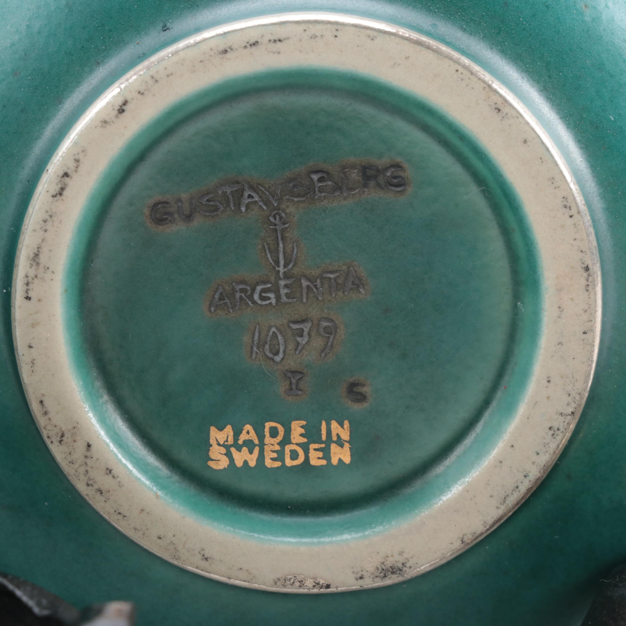 Wilhelm Kåge for Gustavsberg Argenta Silver Overlay Stoneware Vases and Bowls