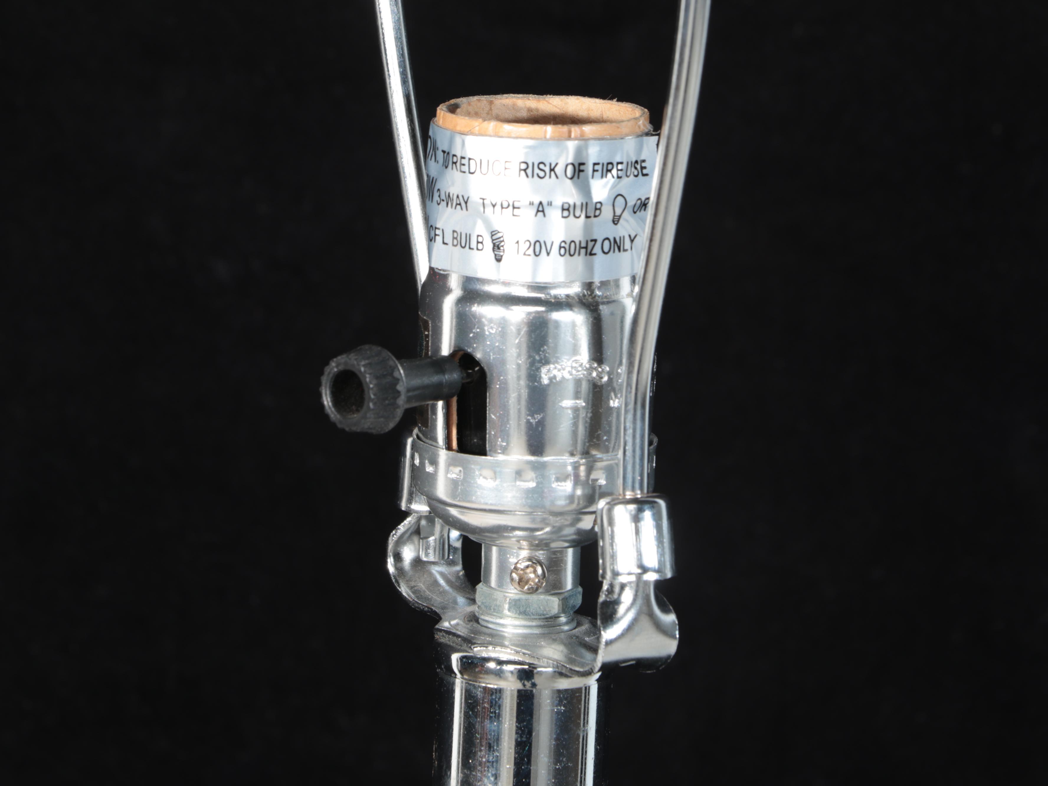 Glass and Chrome Floor Lamp With Tailored Shade, 21st Century