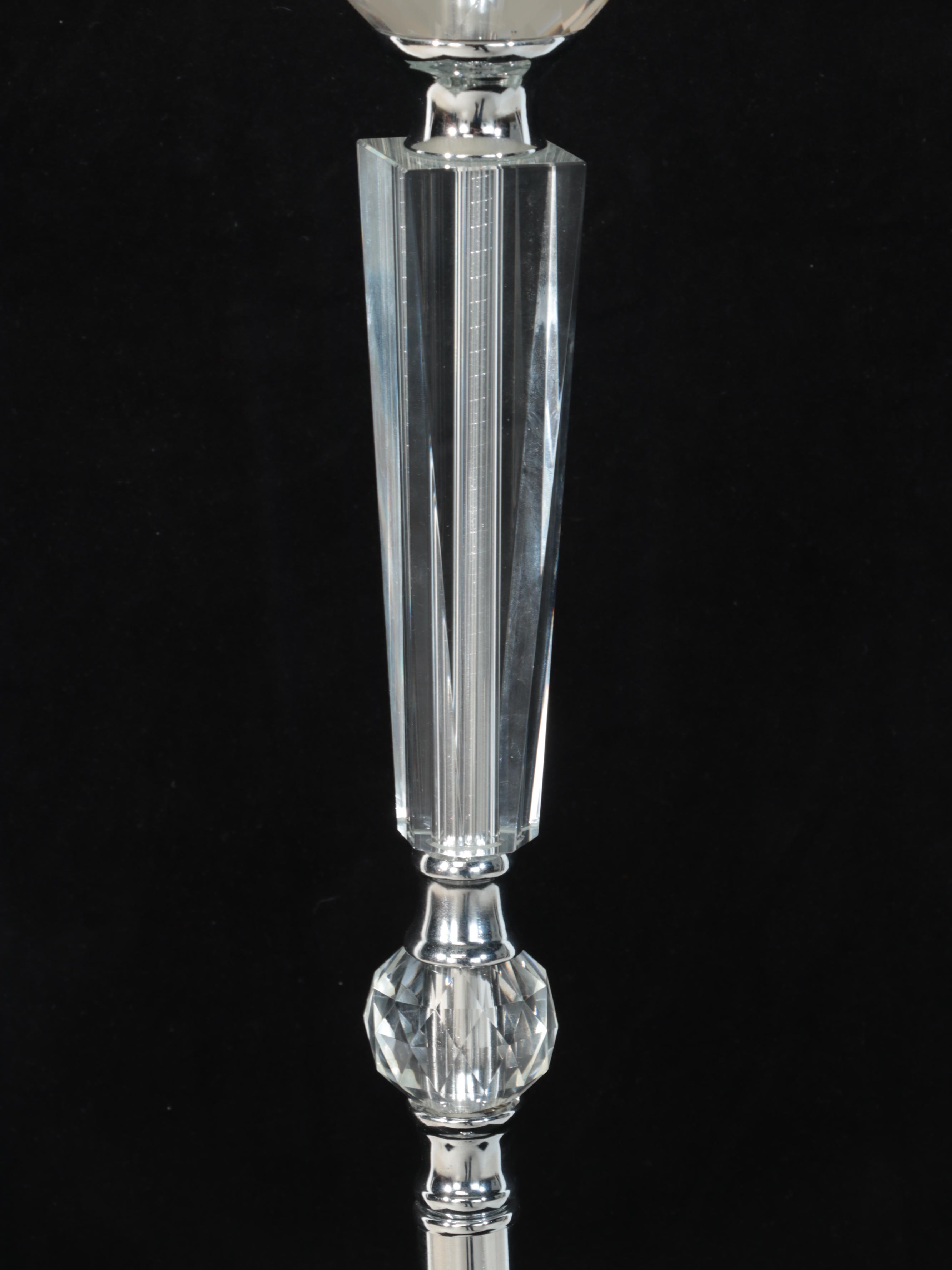 Glass and Chrome Floor Lamp With Tailored Shade, 21st Century