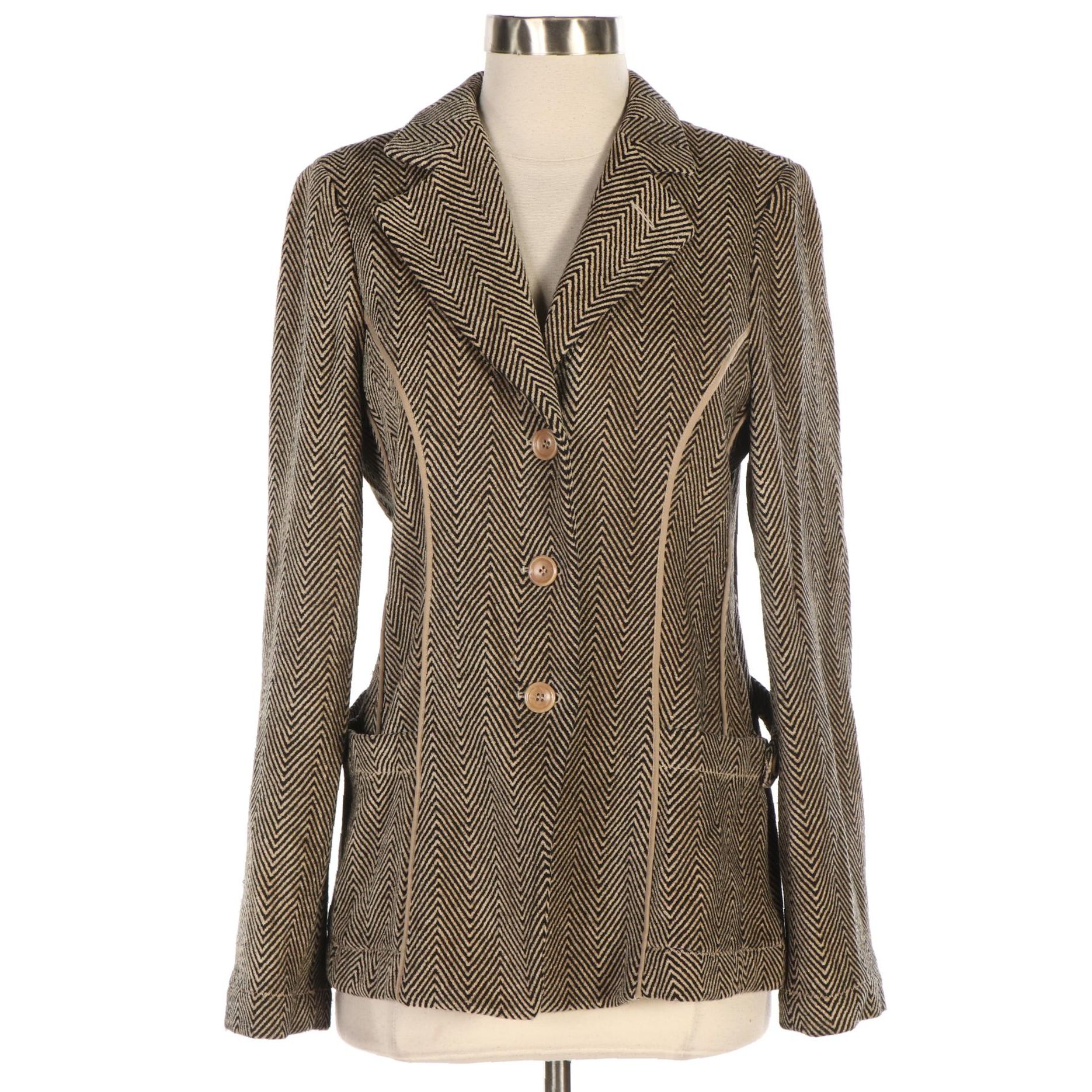 Armani Collezioni Wool Blend Herringbone Blazer