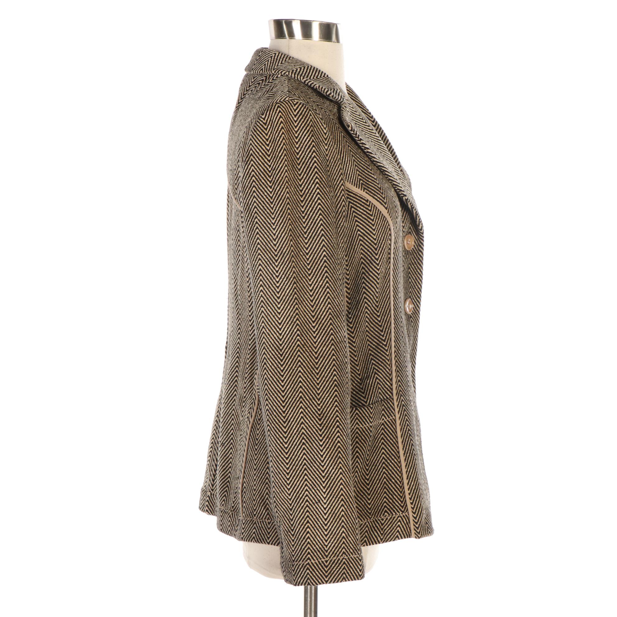 Armani Collezioni Wool Blend Herringbone Blazer