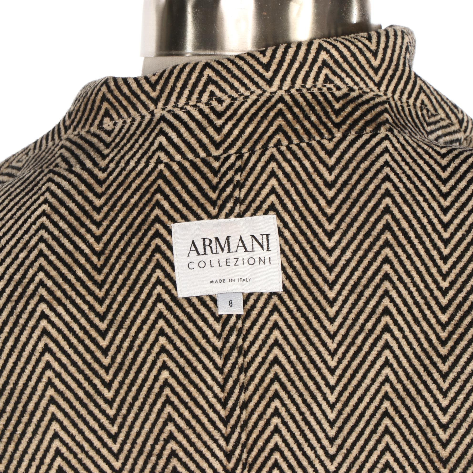 Armani Collezioni Wool Blend Herringbone Blazer