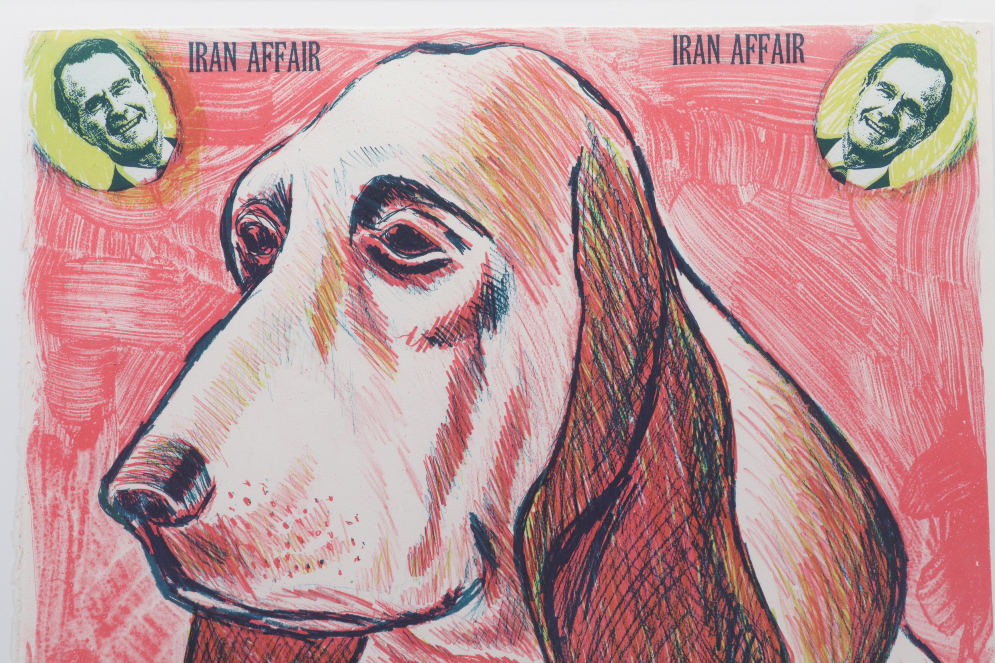 Sidney Chafetz Satirical Color Lithograph "Iran Affair," 1991