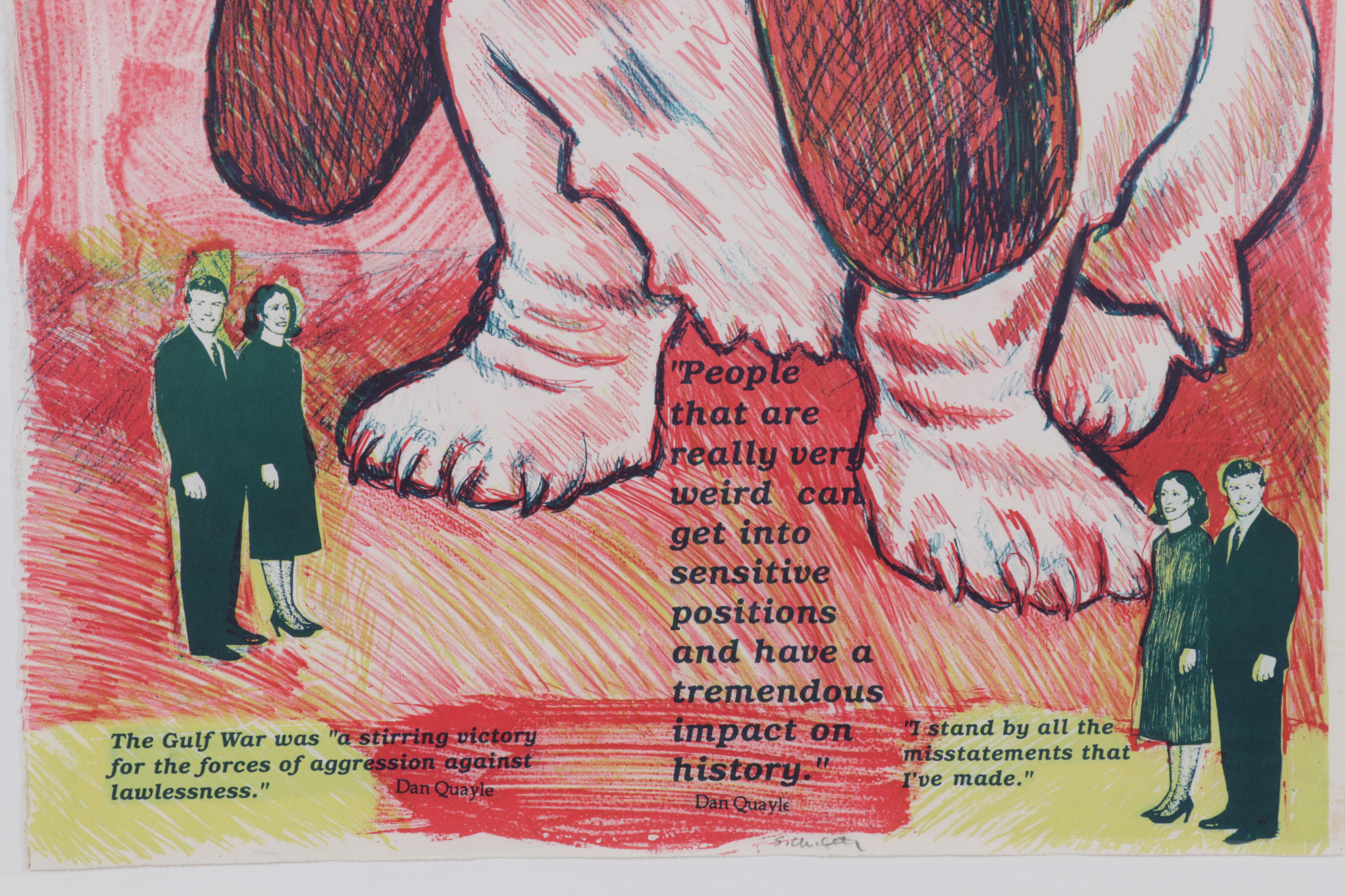 Sidney Chafetz Satirical Color Lithograph "Iran Affair," 1991