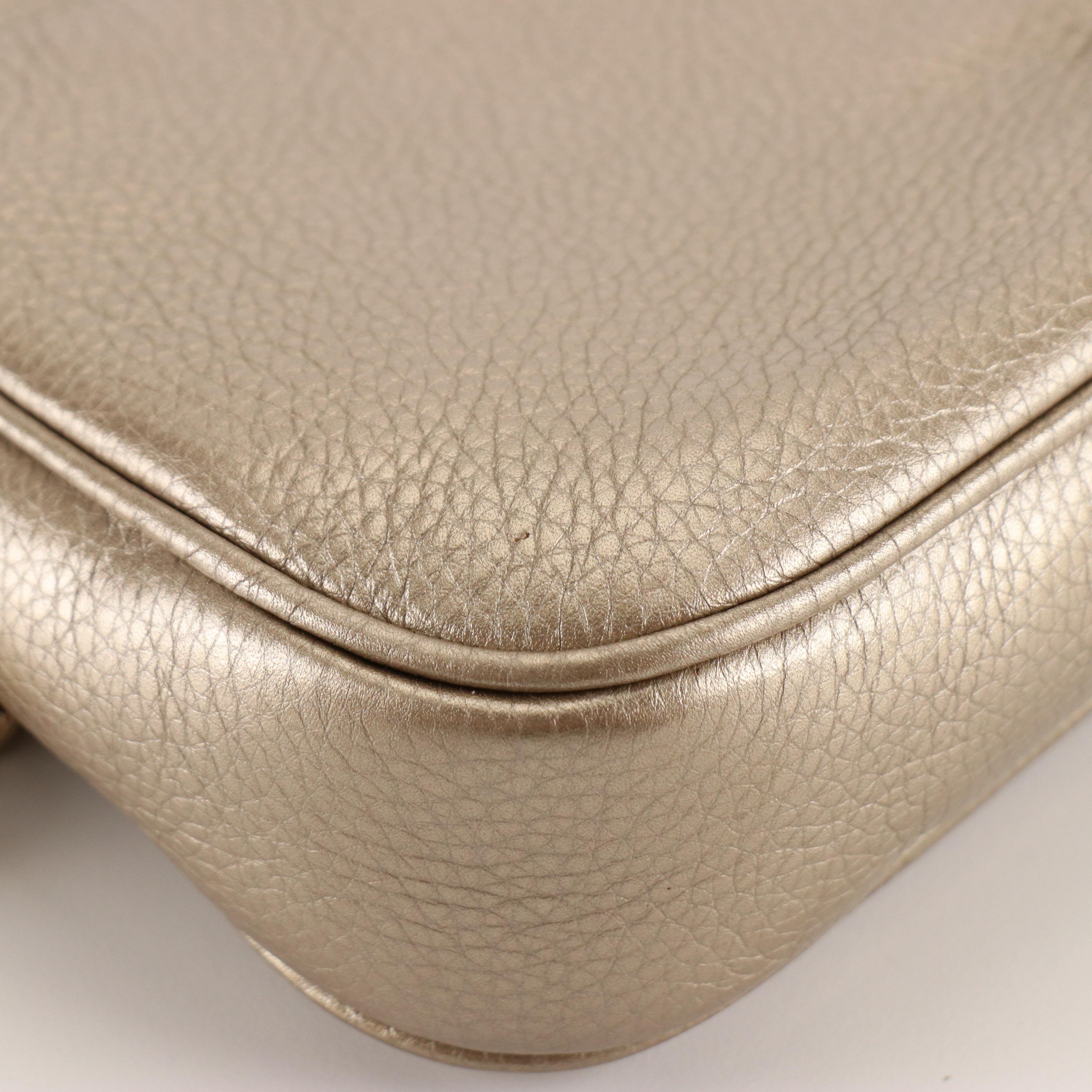 Gucci Soho Flap Chain Strap Crossbody in Metallic Grain Leather with Tassel