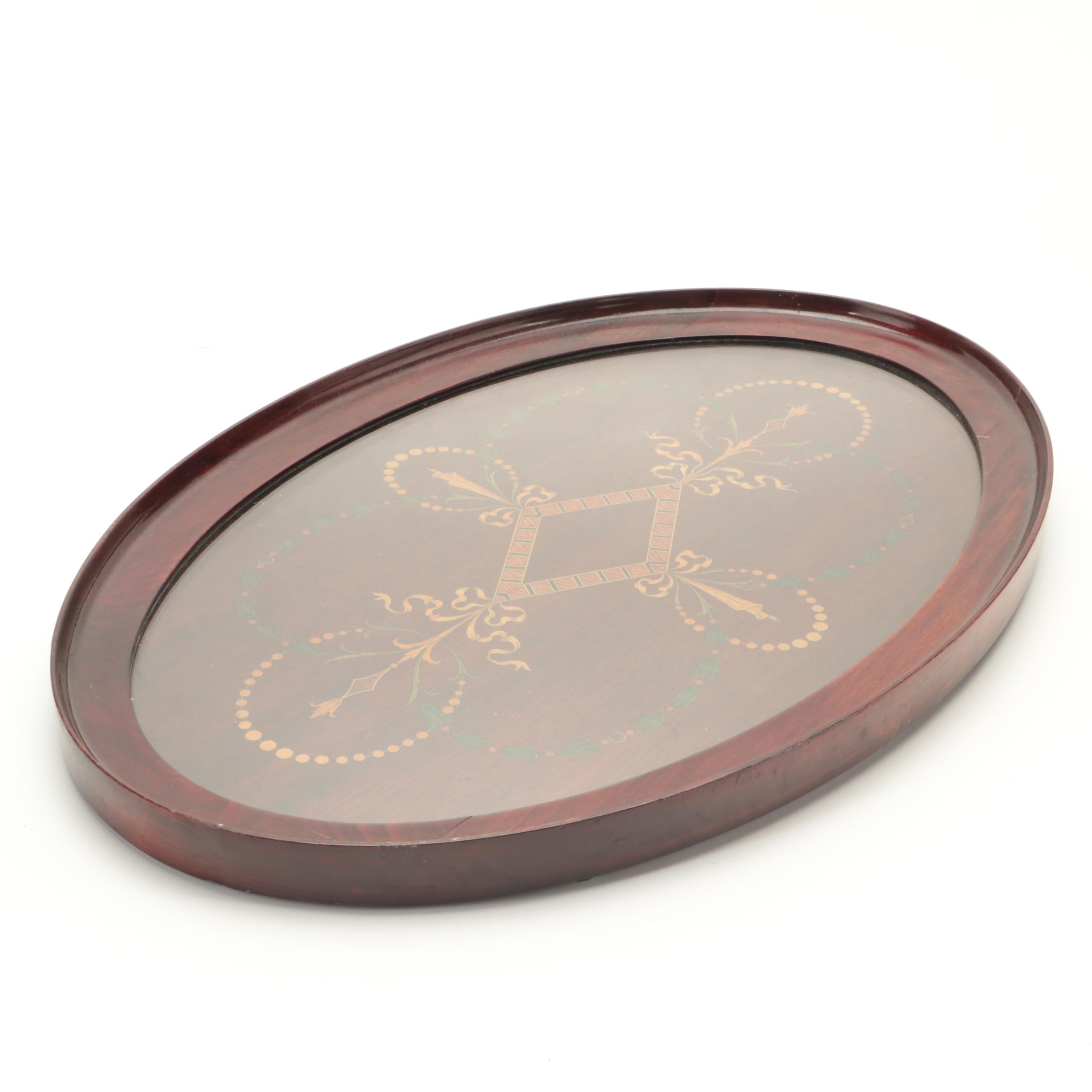 Royal Rochester Edwardian Style Mahogany and Marquetry Tray