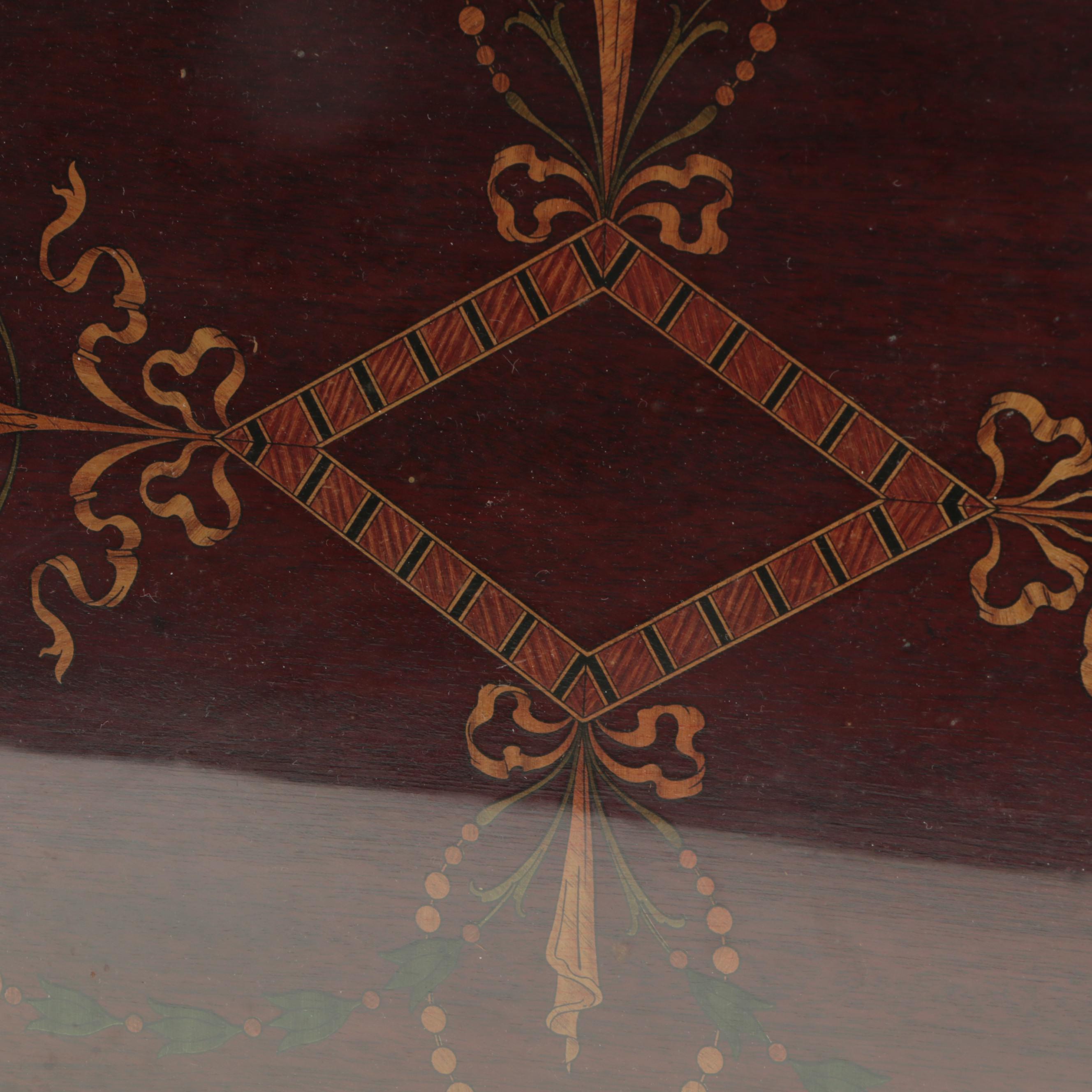 Royal Rochester Edwardian Style Mahogany and Marquetry Tray