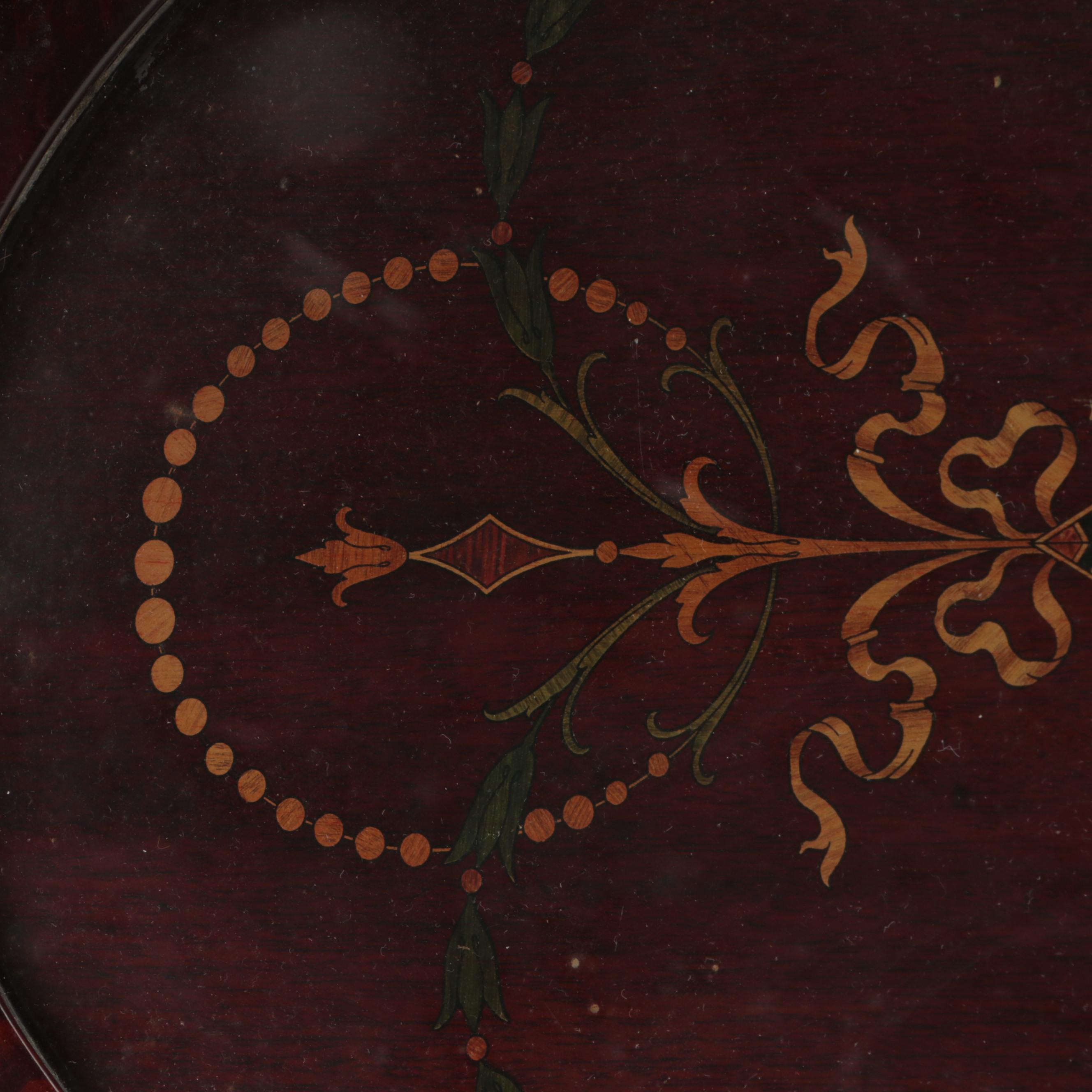 Royal Rochester Edwardian Style Mahogany and Marquetry Tray