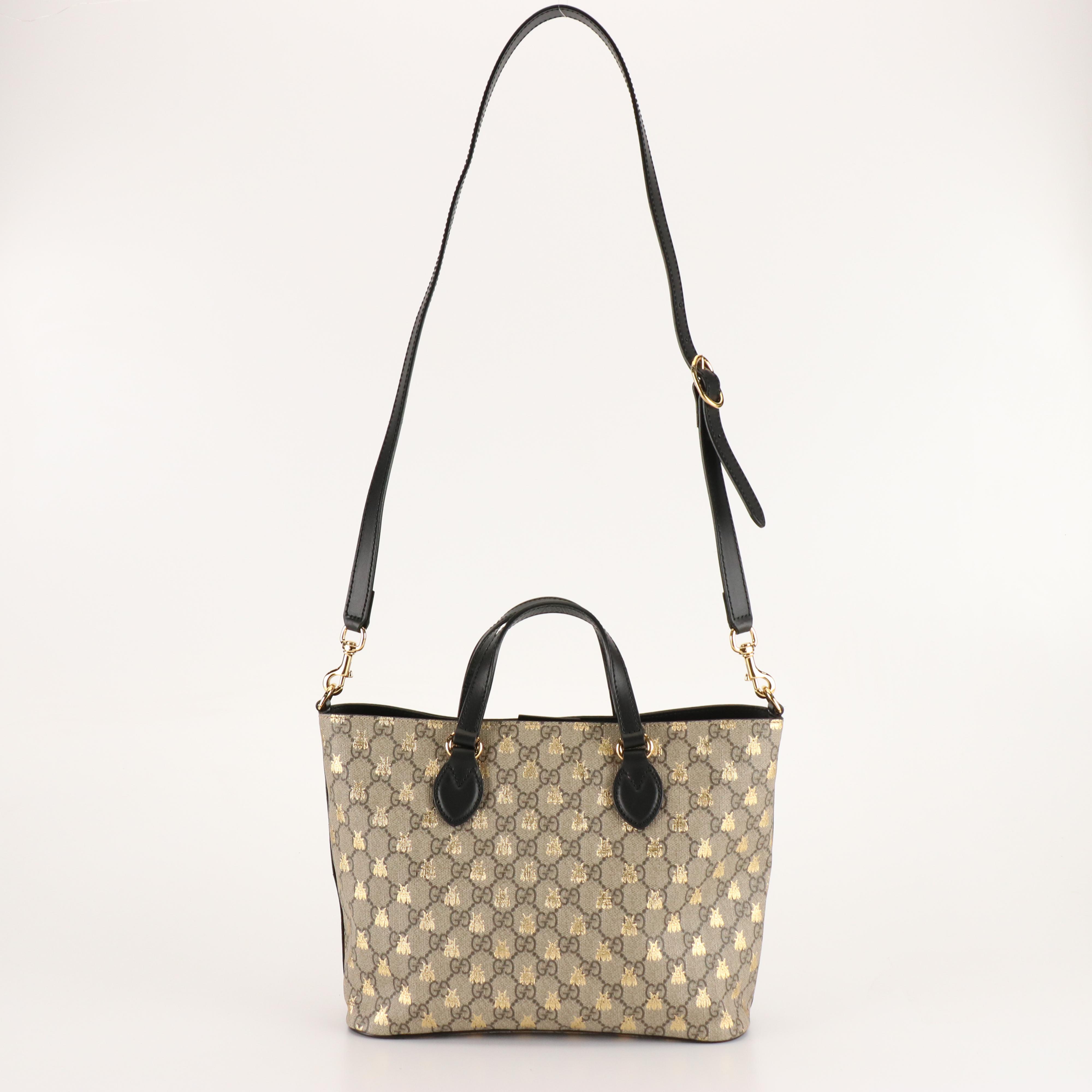 Gucci GG Supreme Bee Printed Soft Tote Bag with Detachable Strap