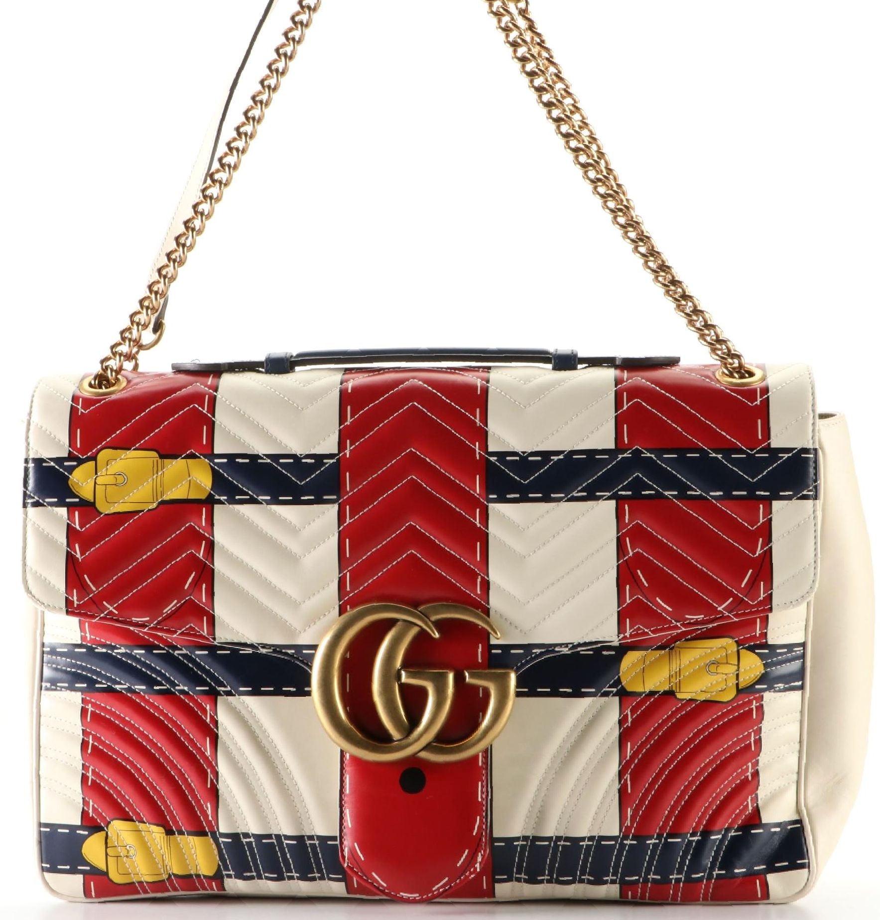Gucci GG Marmont Flap Bag Maxi in Trompe L'Oeil Matelasse Leather