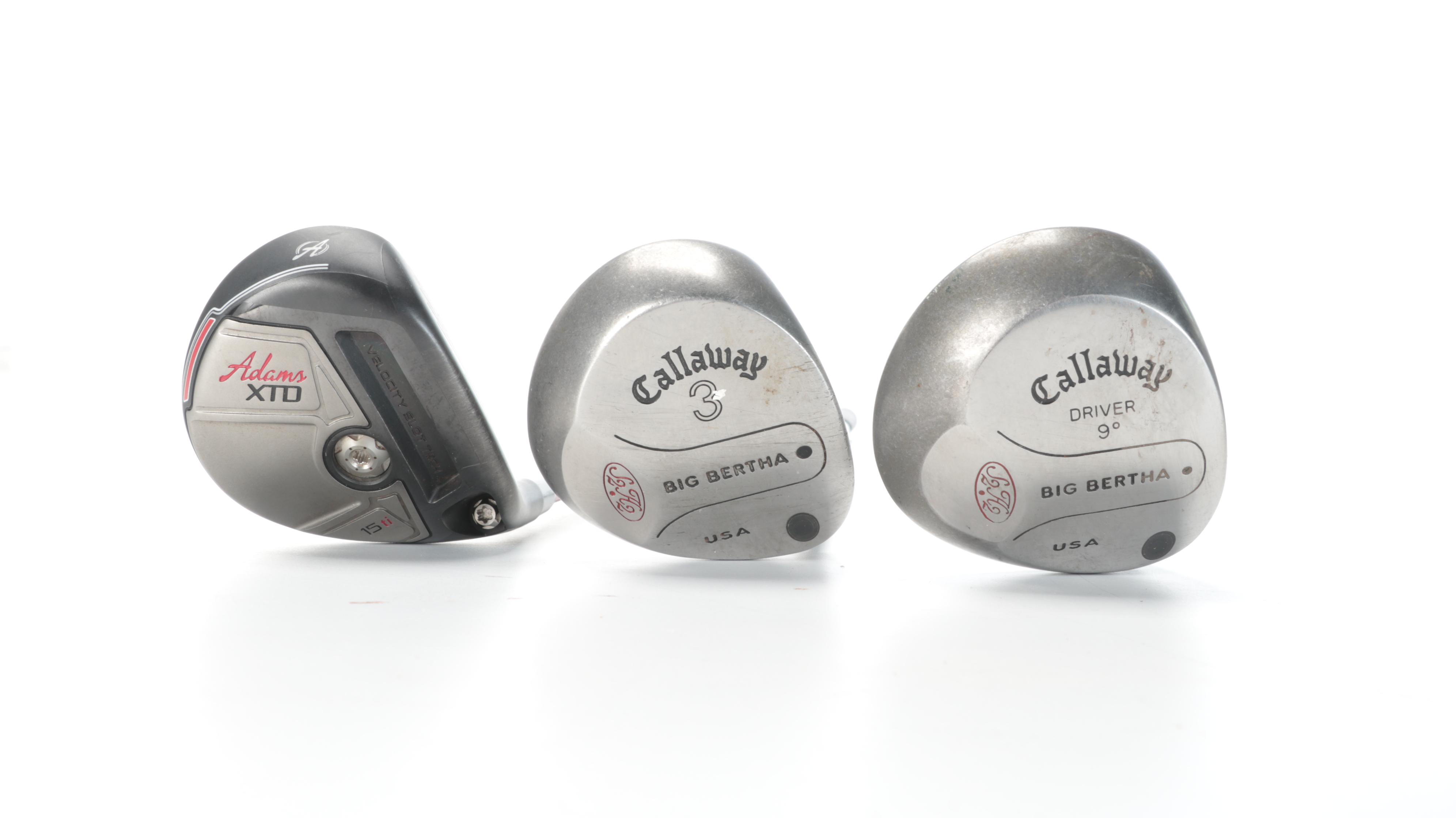 Callaway Big Bertha Driver, 3 Iron, Other Golf Clubs, Balls in Titleist Golf Bag