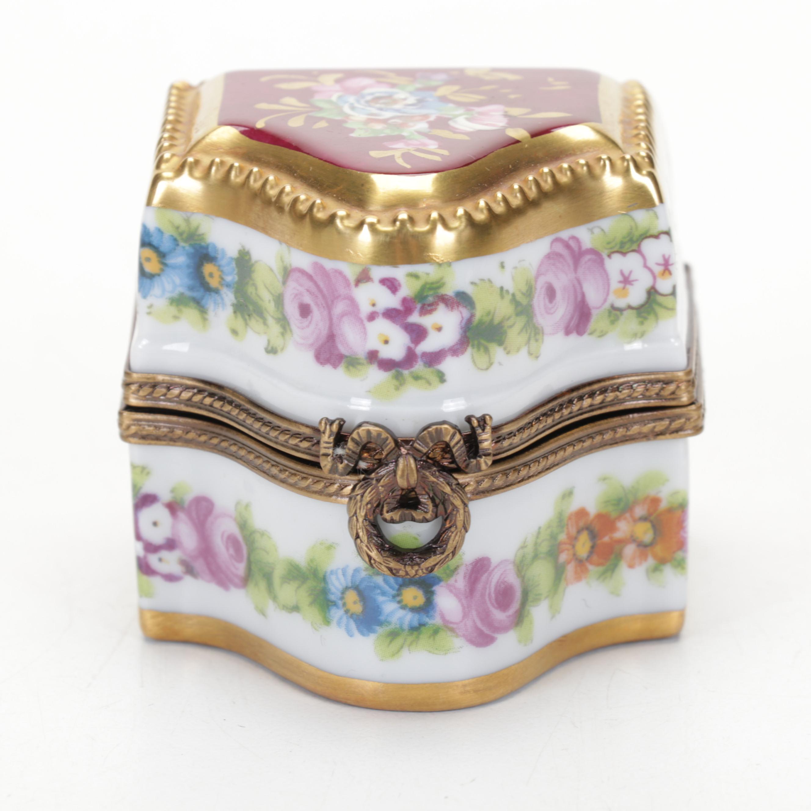 Limoges Porcelain Hand-Painted Perfume Casket