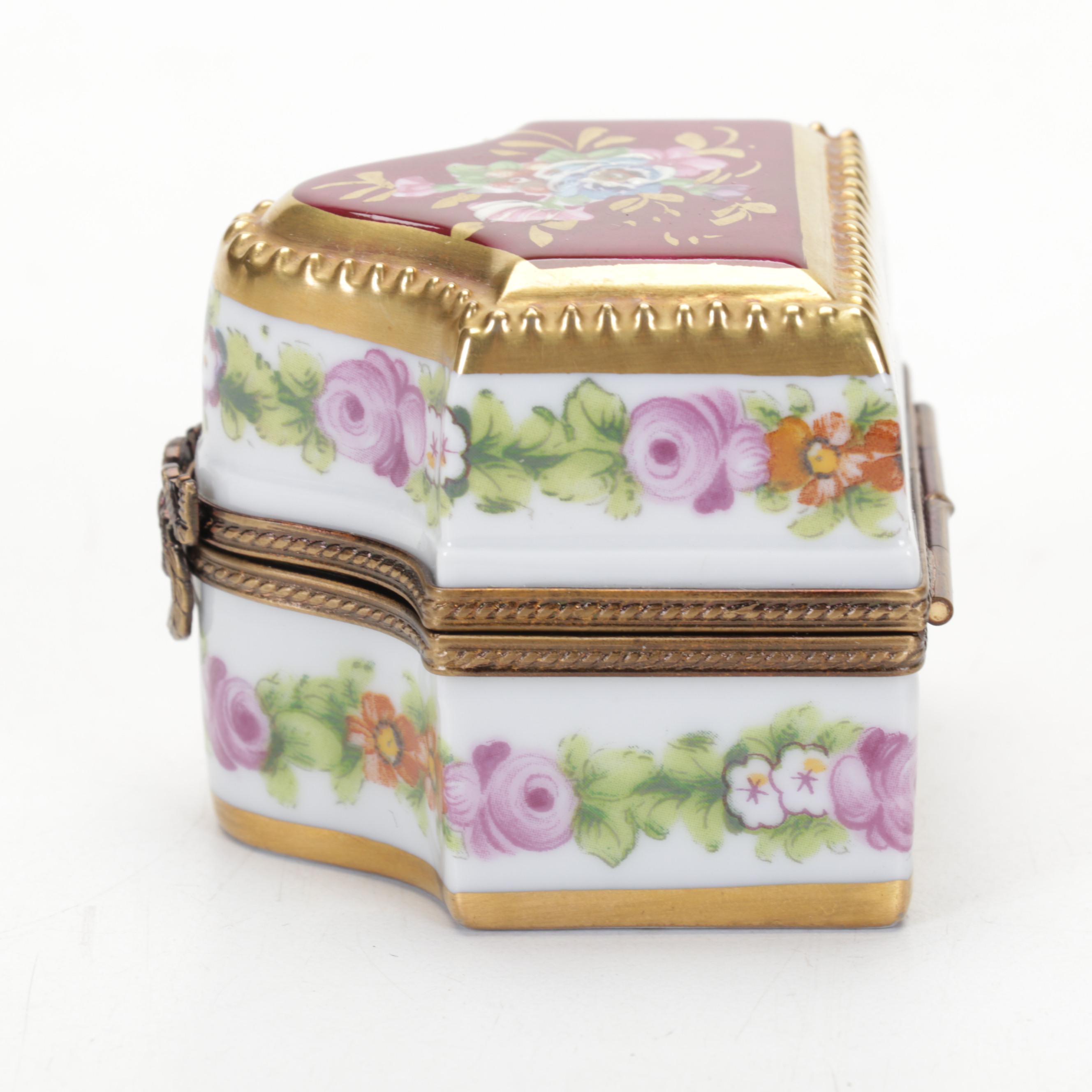 Limoges Porcelain Hand-Painted Perfume Casket
