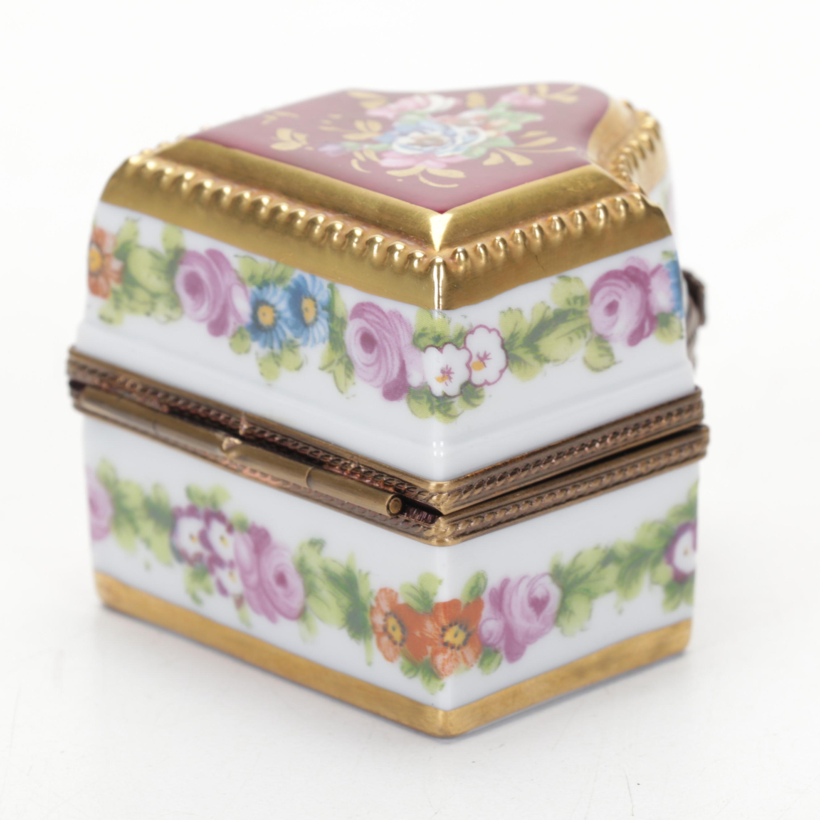 Limoges Porcelain Hand-Painted Perfume Casket