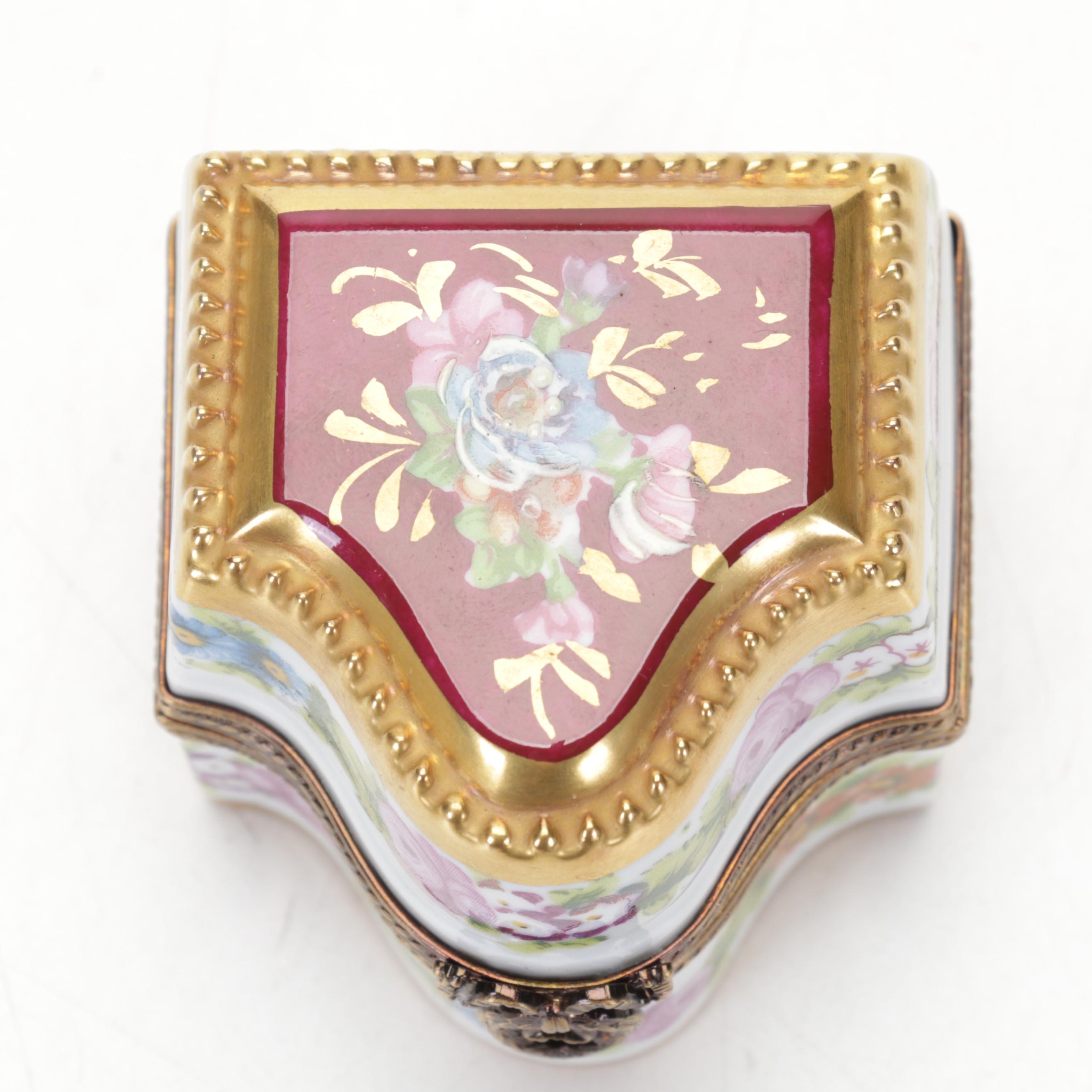 Limoges Porcelain Hand-Painted Perfume Casket