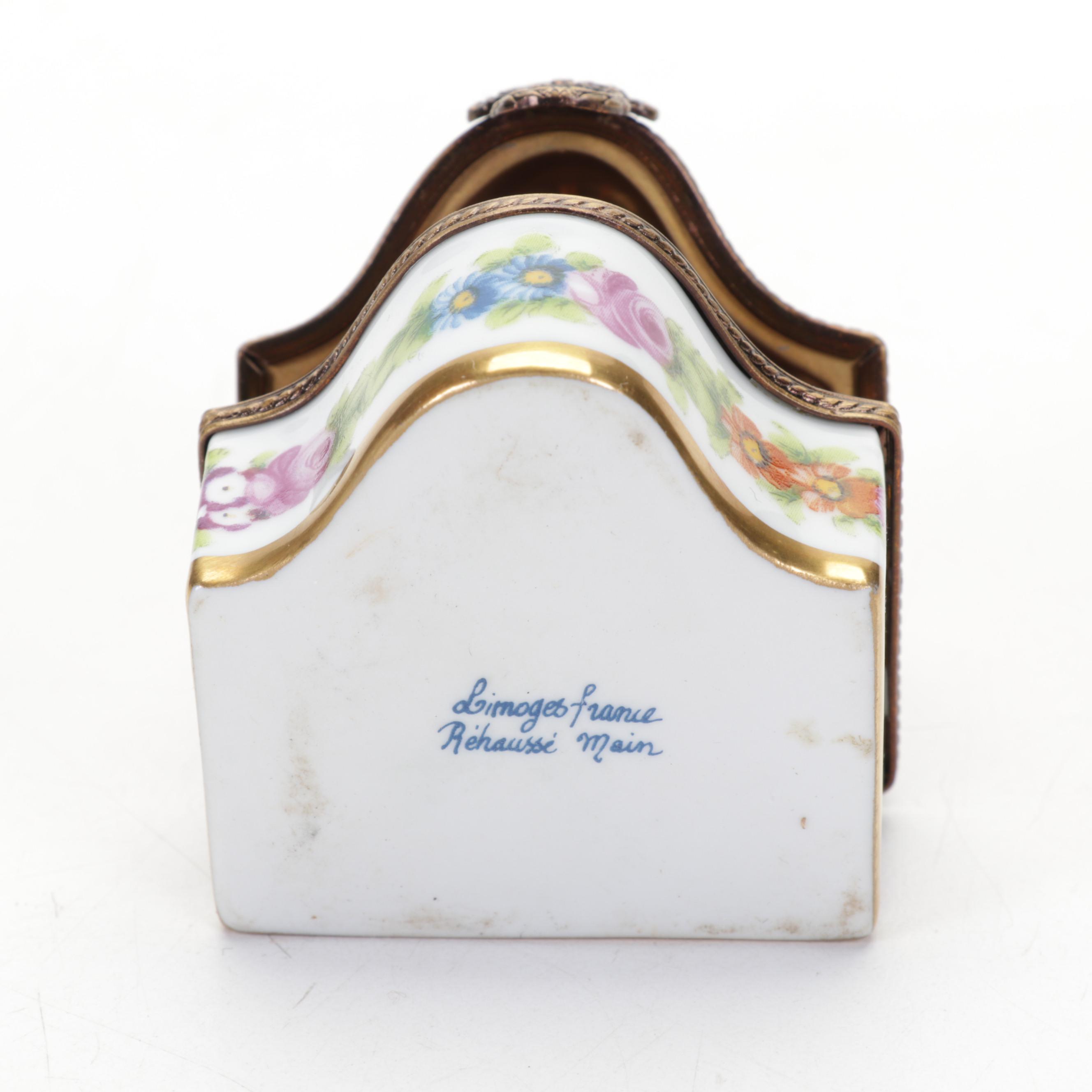 Limoges Porcelain Hand-Painted Perfume Casket