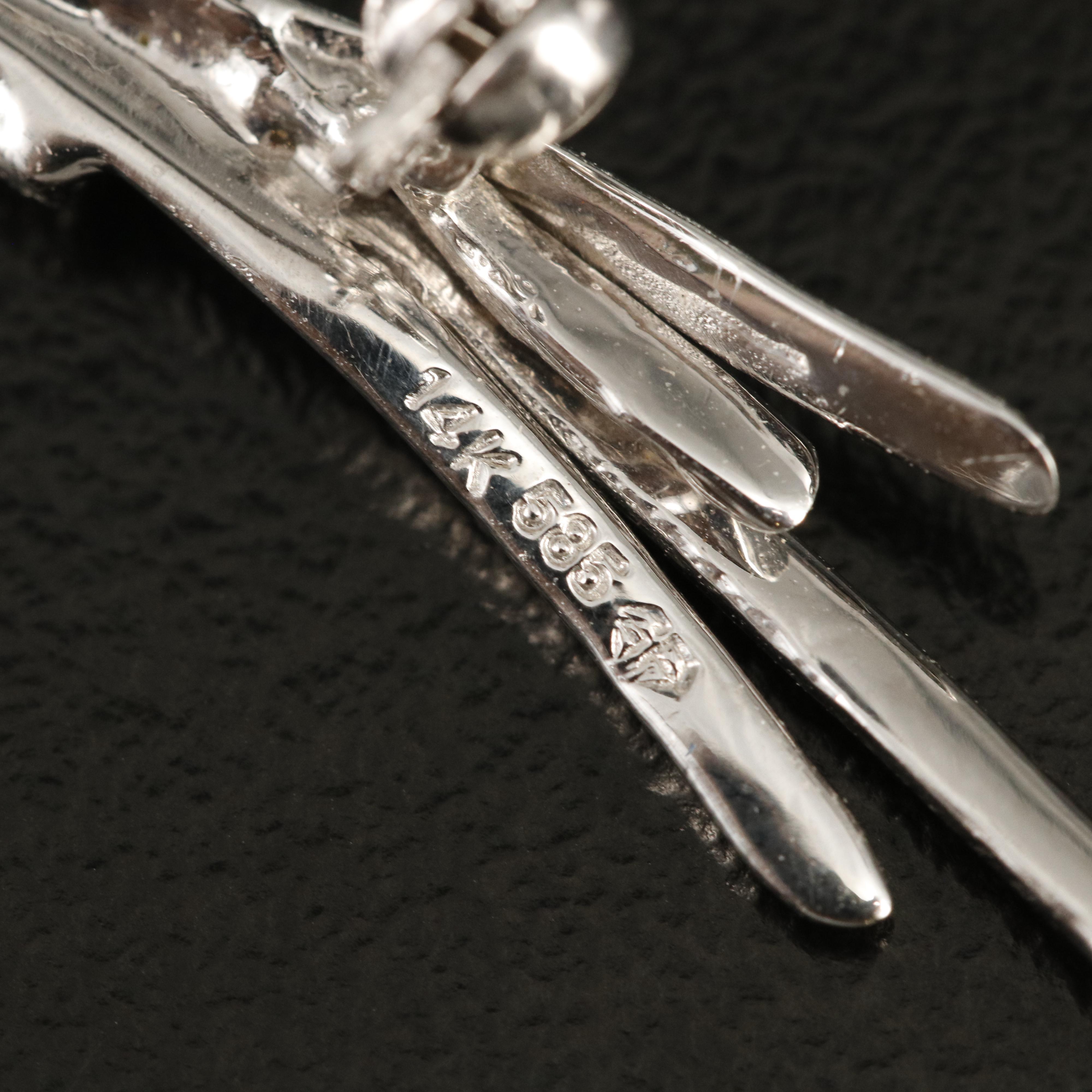 14K Sapphire, Tsavorite Garnet and Diamond Floral Spray Brooch