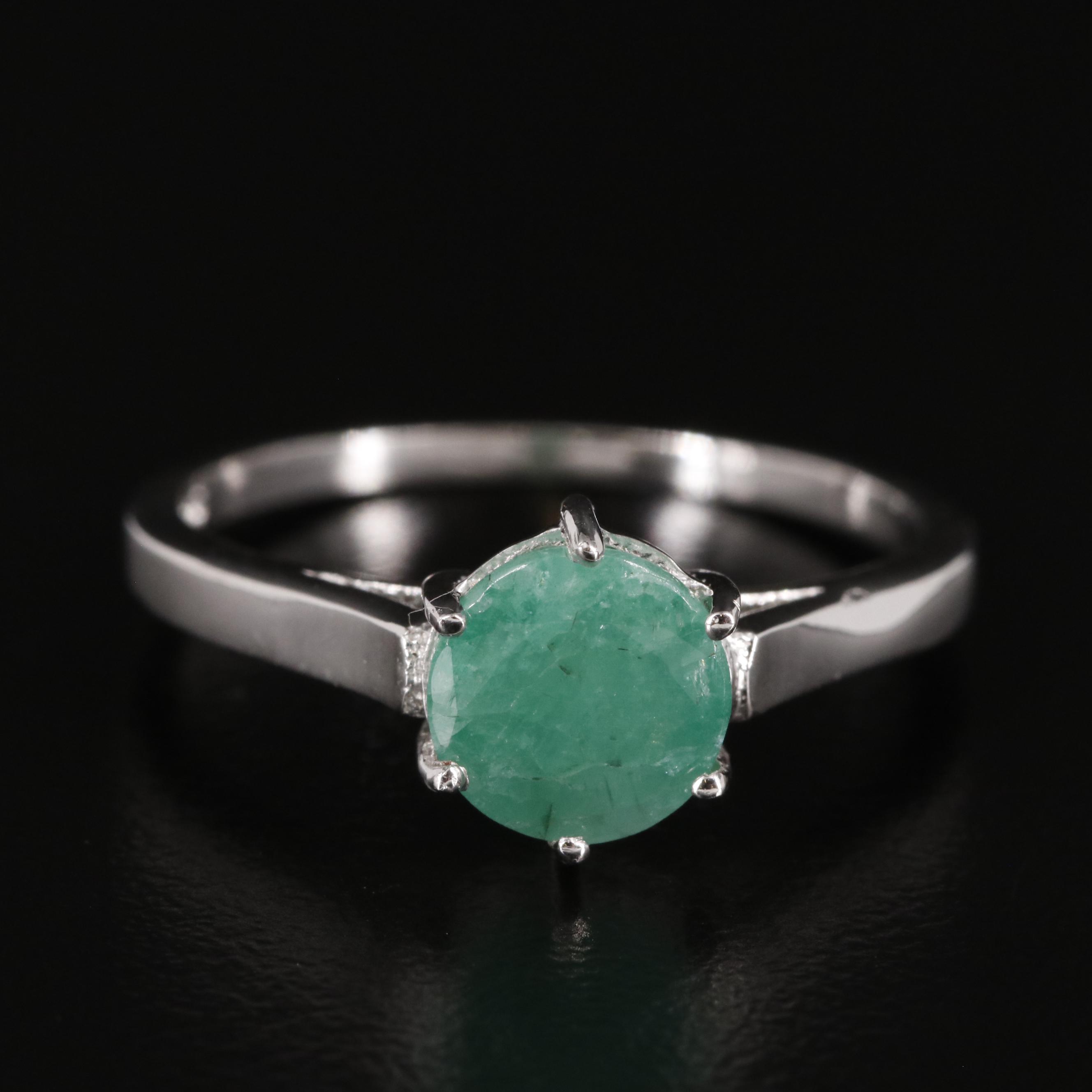 Sterling Emerald Solitaire Ring