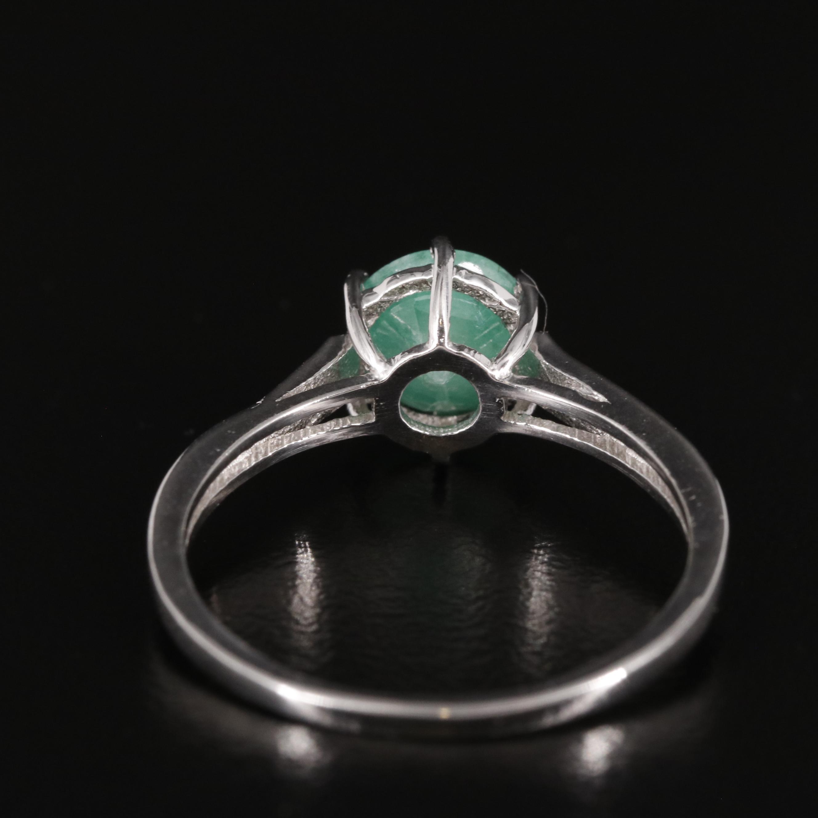 Sterling Emerald Solitaire Ring
